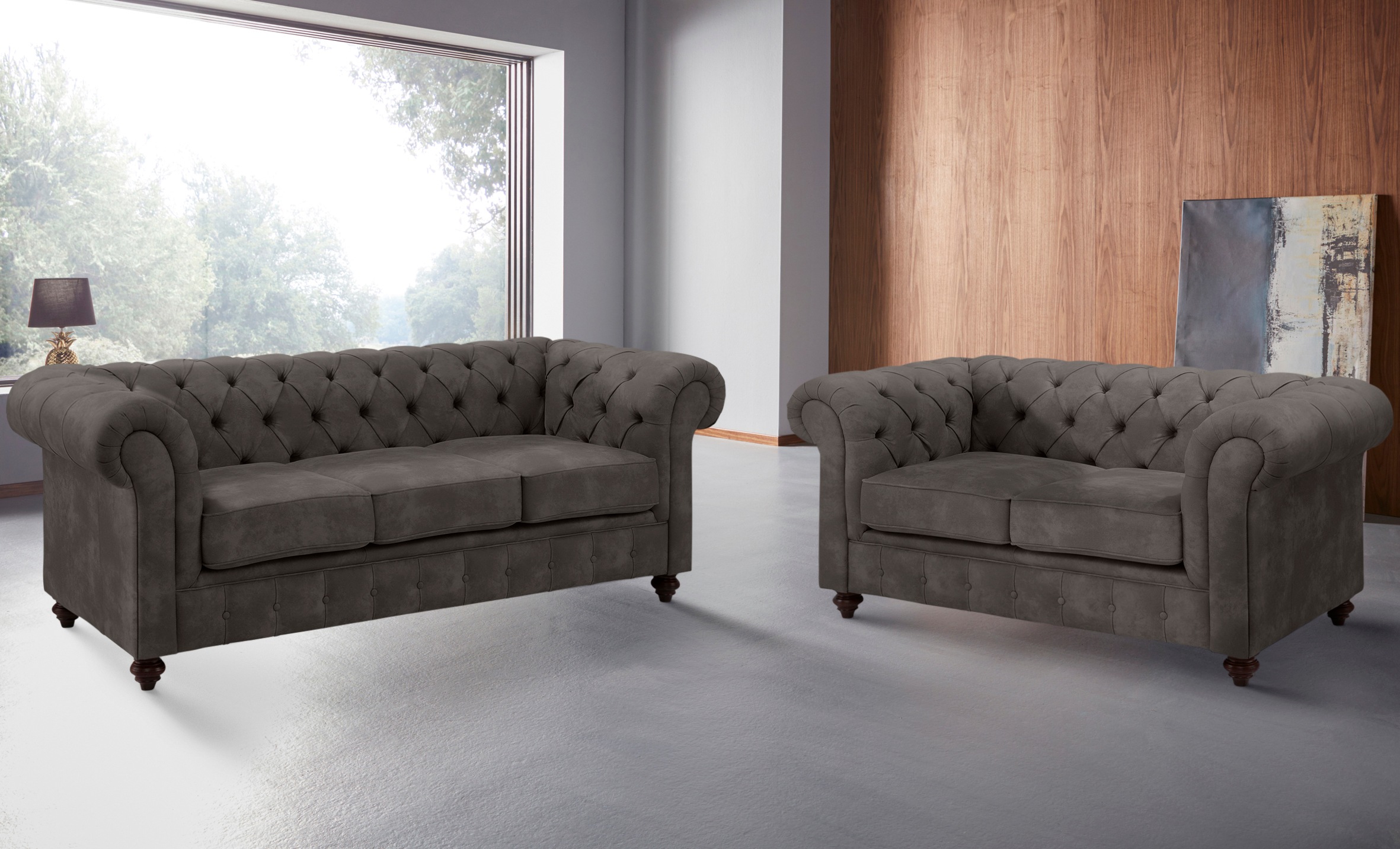 Home affaire Sitzgruppe "Chesterfield", (2 tlg.), hochwertige Knopfheftung, günstig online kaufen