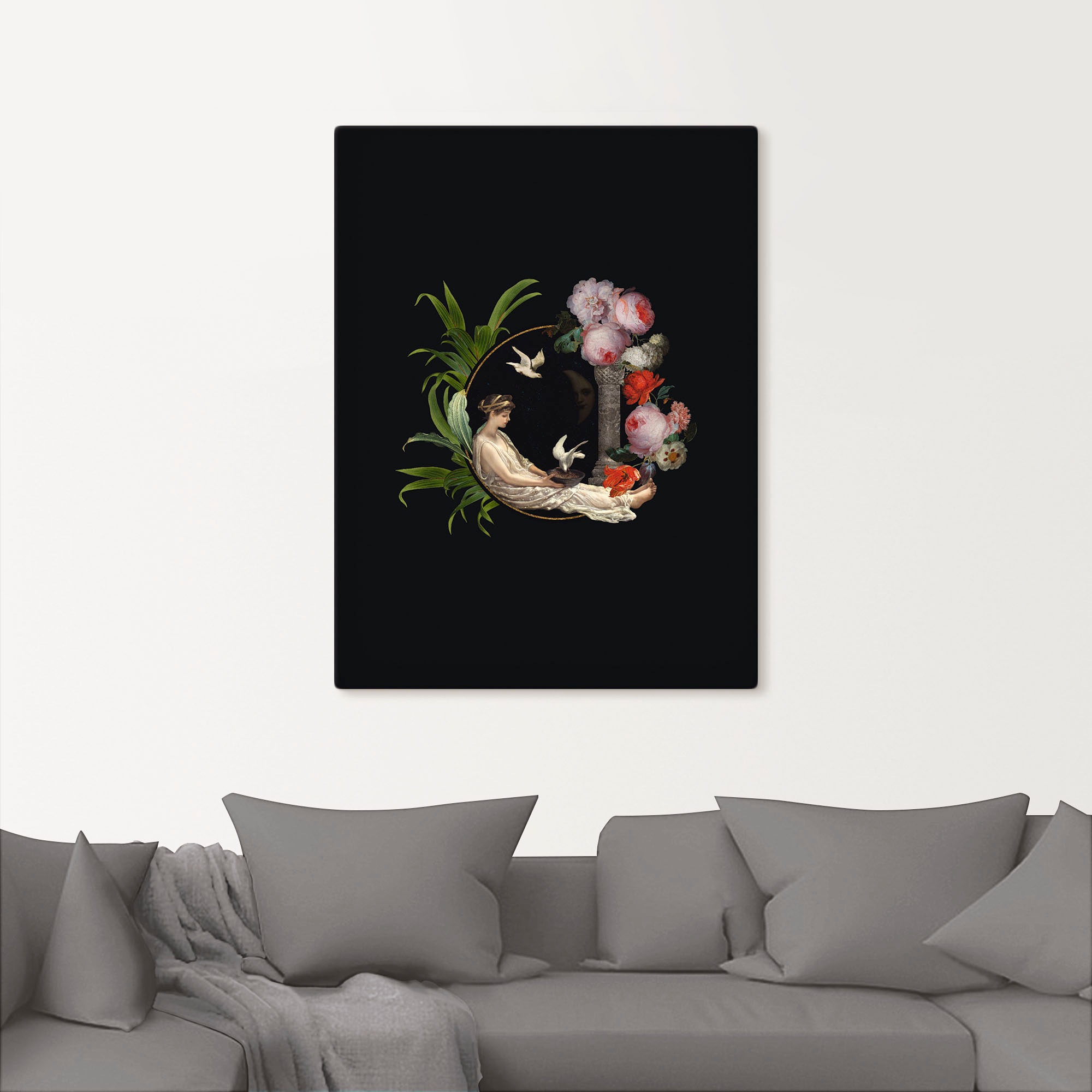 Artland Wandbild »Vintage Dame mit Leinwandbild, Wandaufkleber versch. von Alubild, Bilder oder Frauen, in Größen | Tauben«, (1 Poster BAUR kaufen als St.)