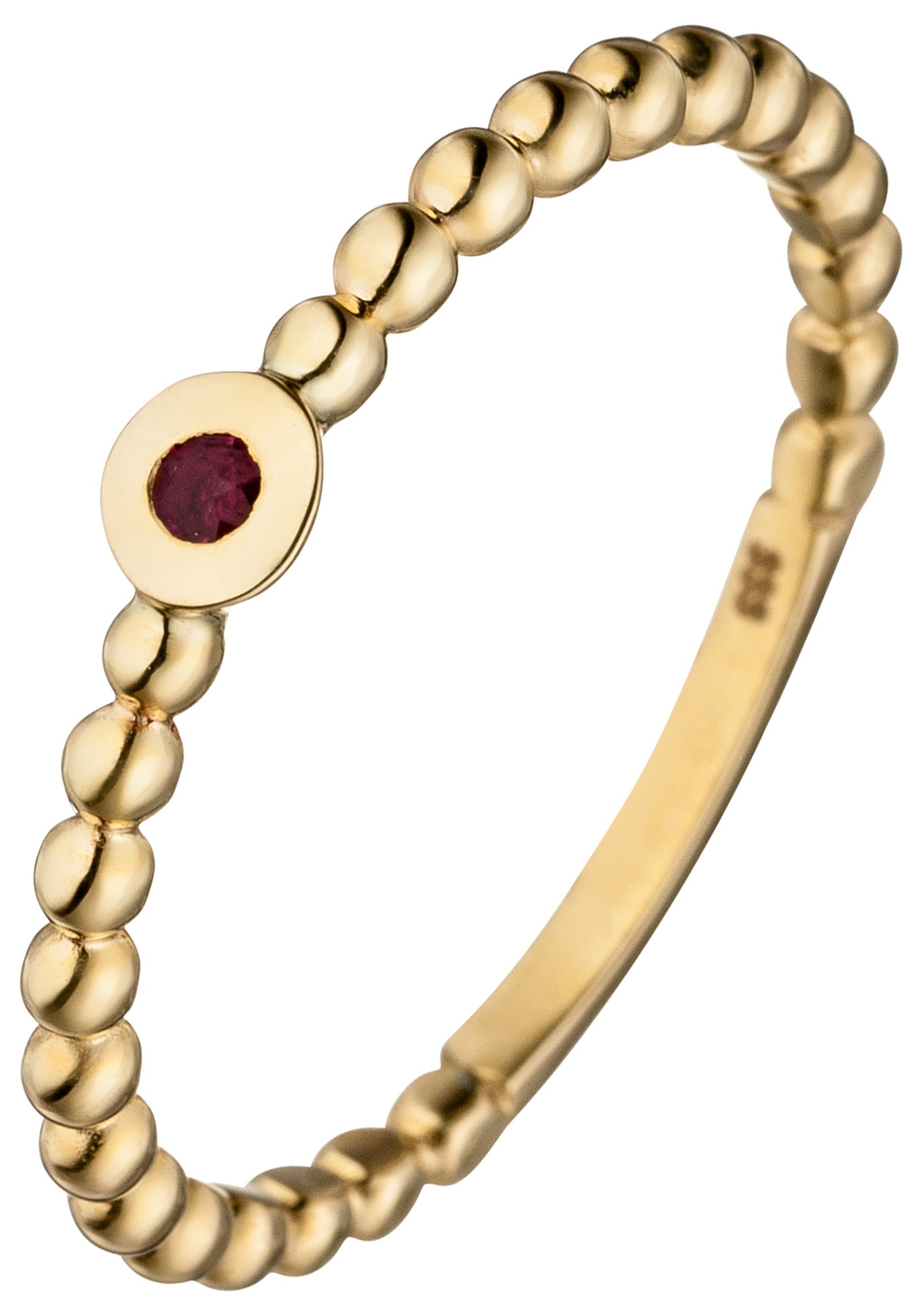 Goldring JOBO "Kugelring Rubinring" Gr. 52, gelbgold 333, Fingerringe, Damen, 52, Gelbgold 333, Goldring, 333 Gold mit Rubin