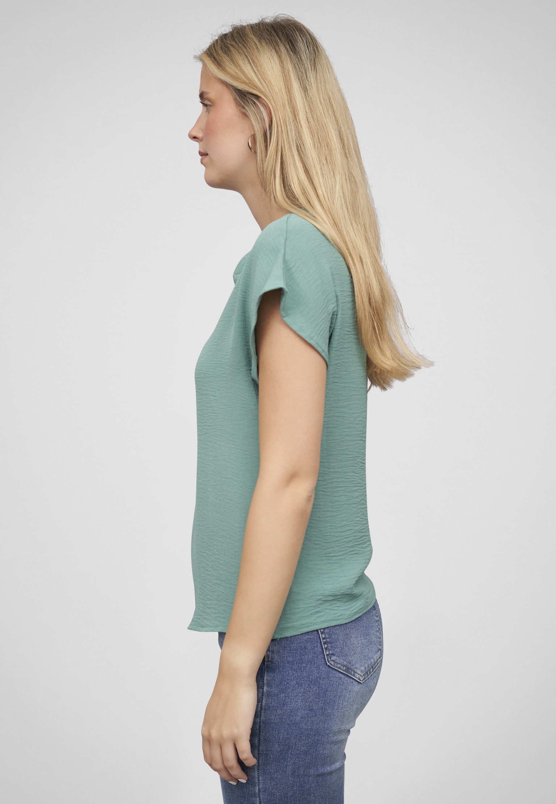 CLOUD 5IVE Klassische Bluse »CLOUD 5IVE Musselin Bluse mit V-Ausschnitt«