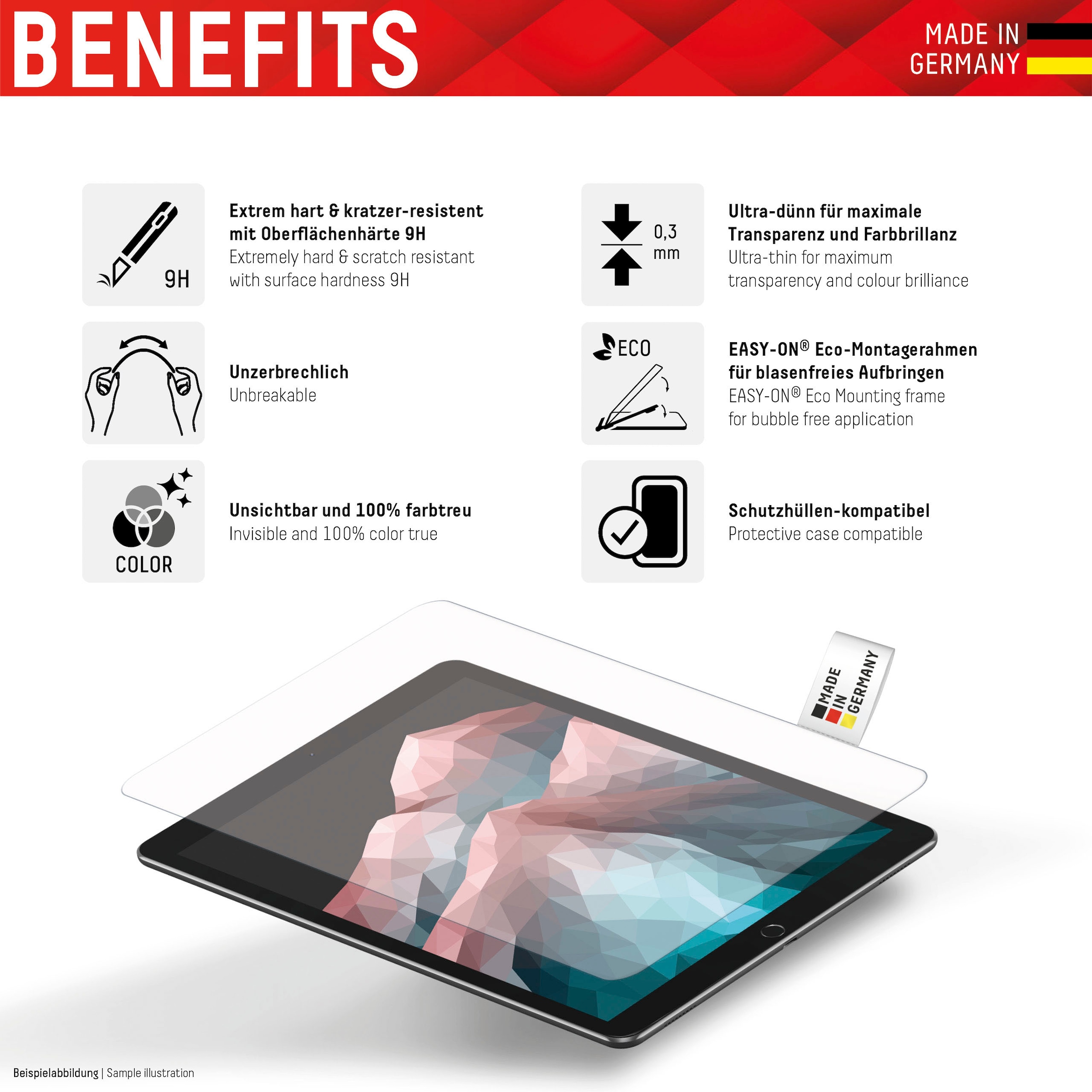 Displex Displayschutzfolie »Tablet Glass Samsung Galaxy Tab S7+/S7 FE«, für Samsung Galaxy Tab S7+/S7 FE-Samsung Galaxy Tab S8+