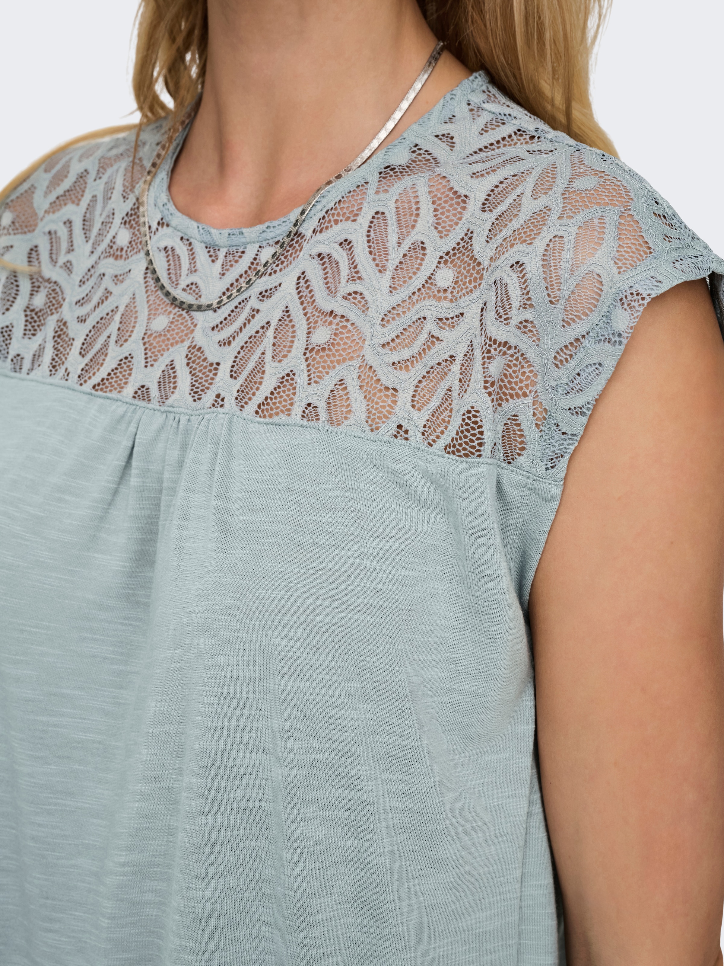 ONLY Spitzenshirt »ONLSINDY LIFE S/S O-NECK MIX TOP JRS«