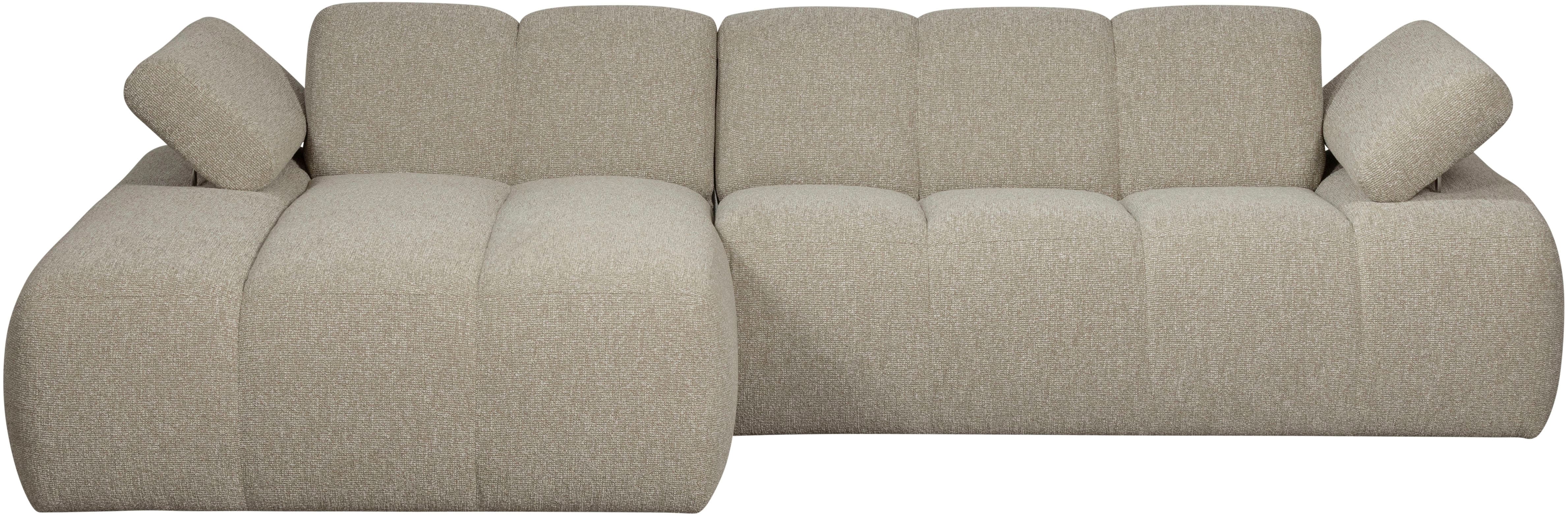 WOOOD Chaiselongue "Mojo Bouclé-Bezug mit verstellbarer Armlehne, H 74 x B 284 x T 160 cm" Tragkraft 360 kg, Maximale Verschleißfestigkeit, Pfleiglicht