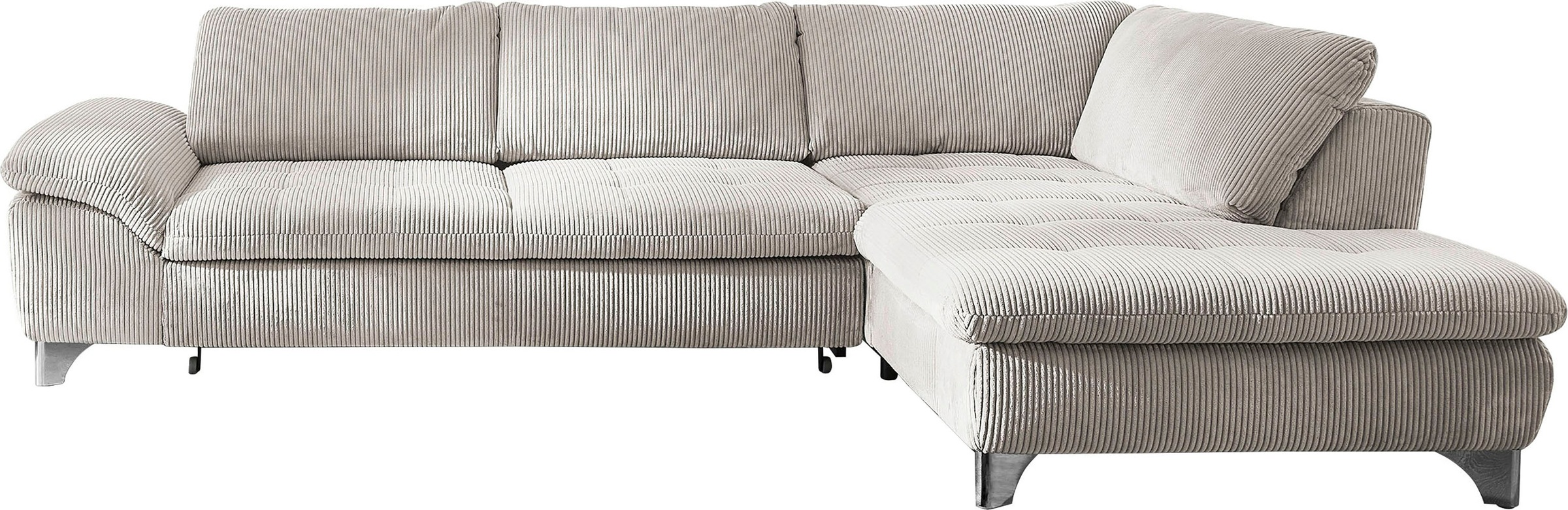 Die PlanBar Ecksofa »MP-IN14007 L-Form«, wahlweise mit Bettfunktion und verstellbaren Kopfstützen, in Cord