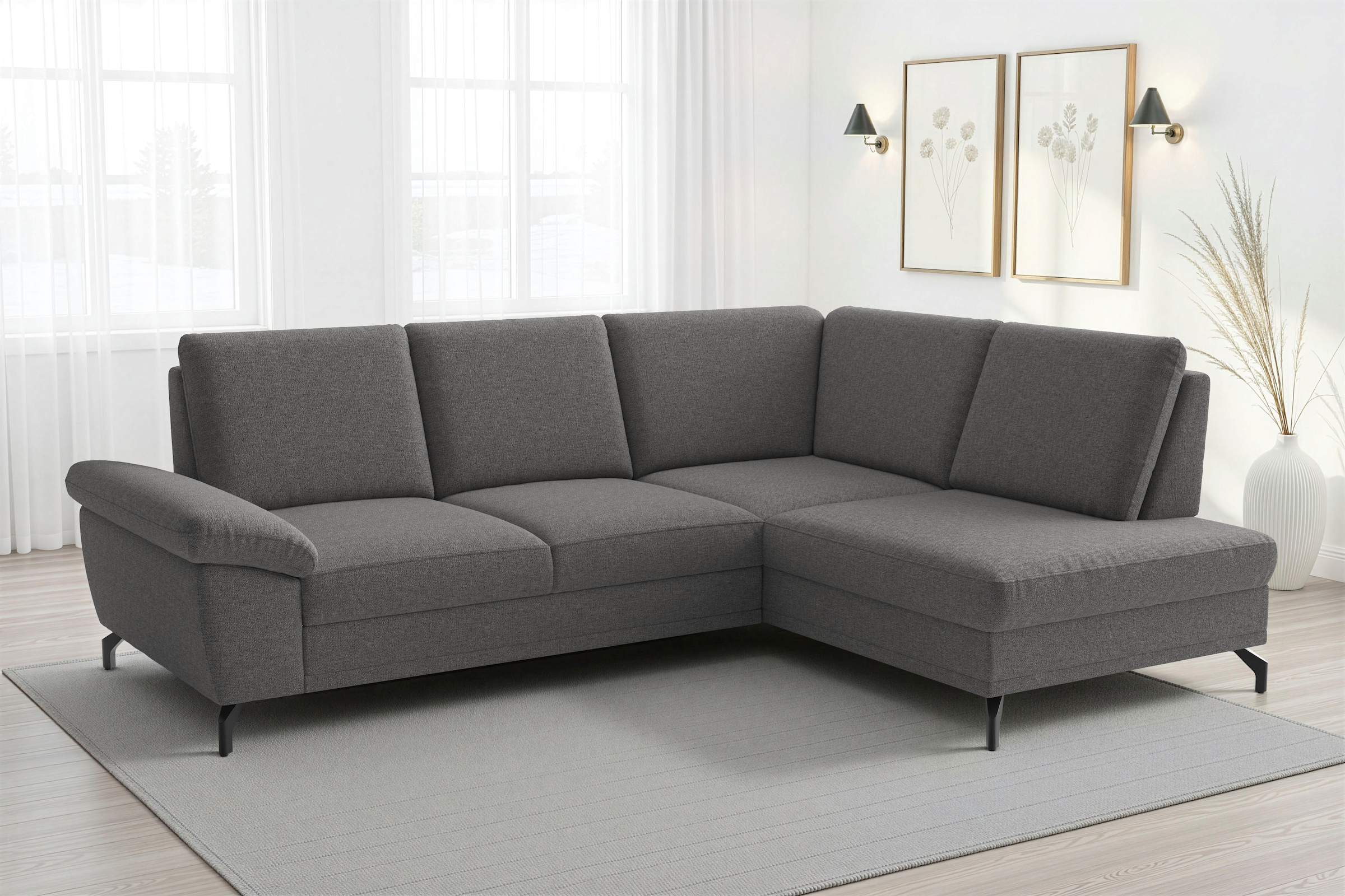 sit&more Ecksofa "Chelsea L-Form, B: 249 cm, Armteil- & Sitztiefenverstellung" Couch optional mit Schlaffunktion und Bettkasten, Sitzhöhe 45 cm