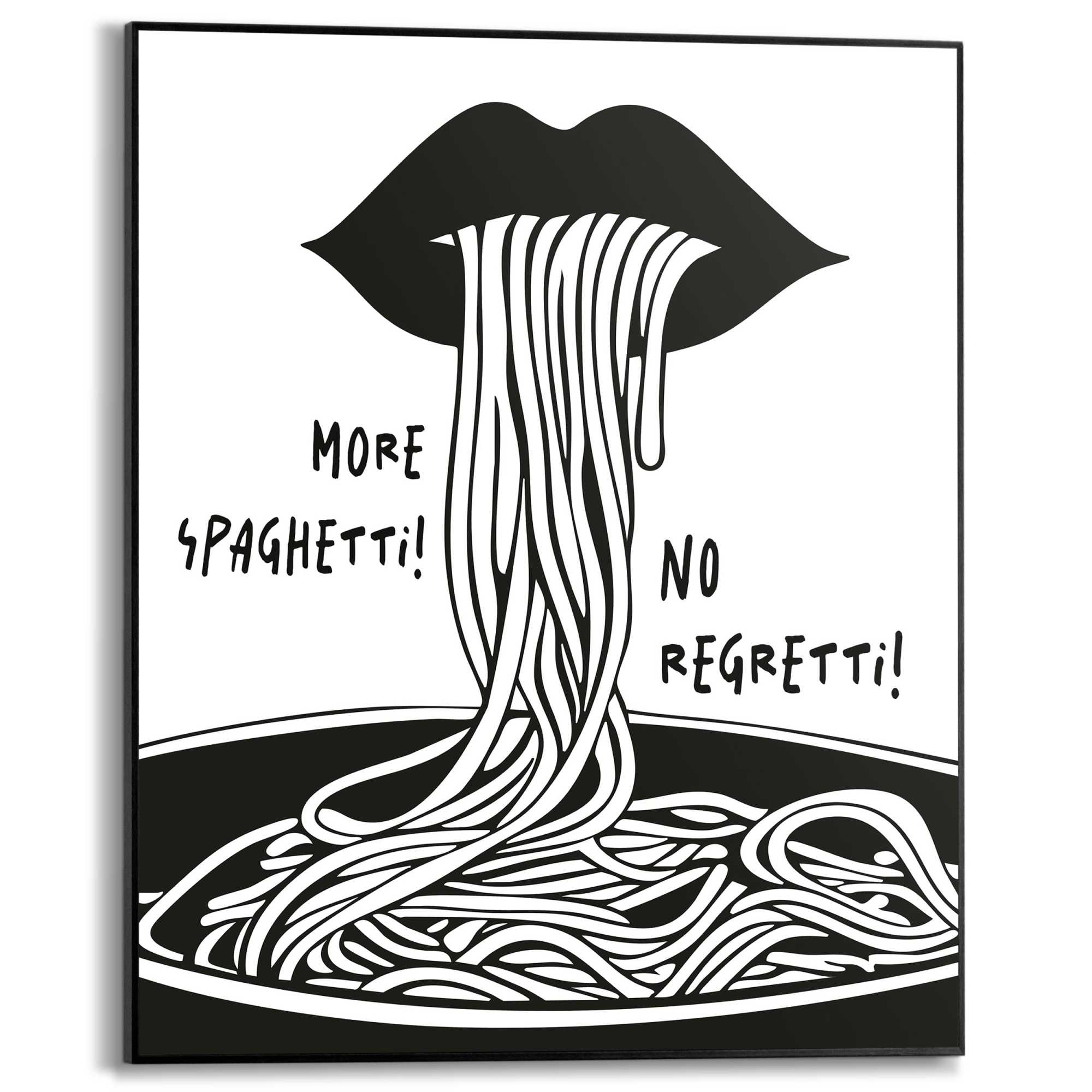 Reinders Poster "More Spaghetti", Küche - Schwarz-Weiß - MDF - Essen und Tr günstig online kaufen