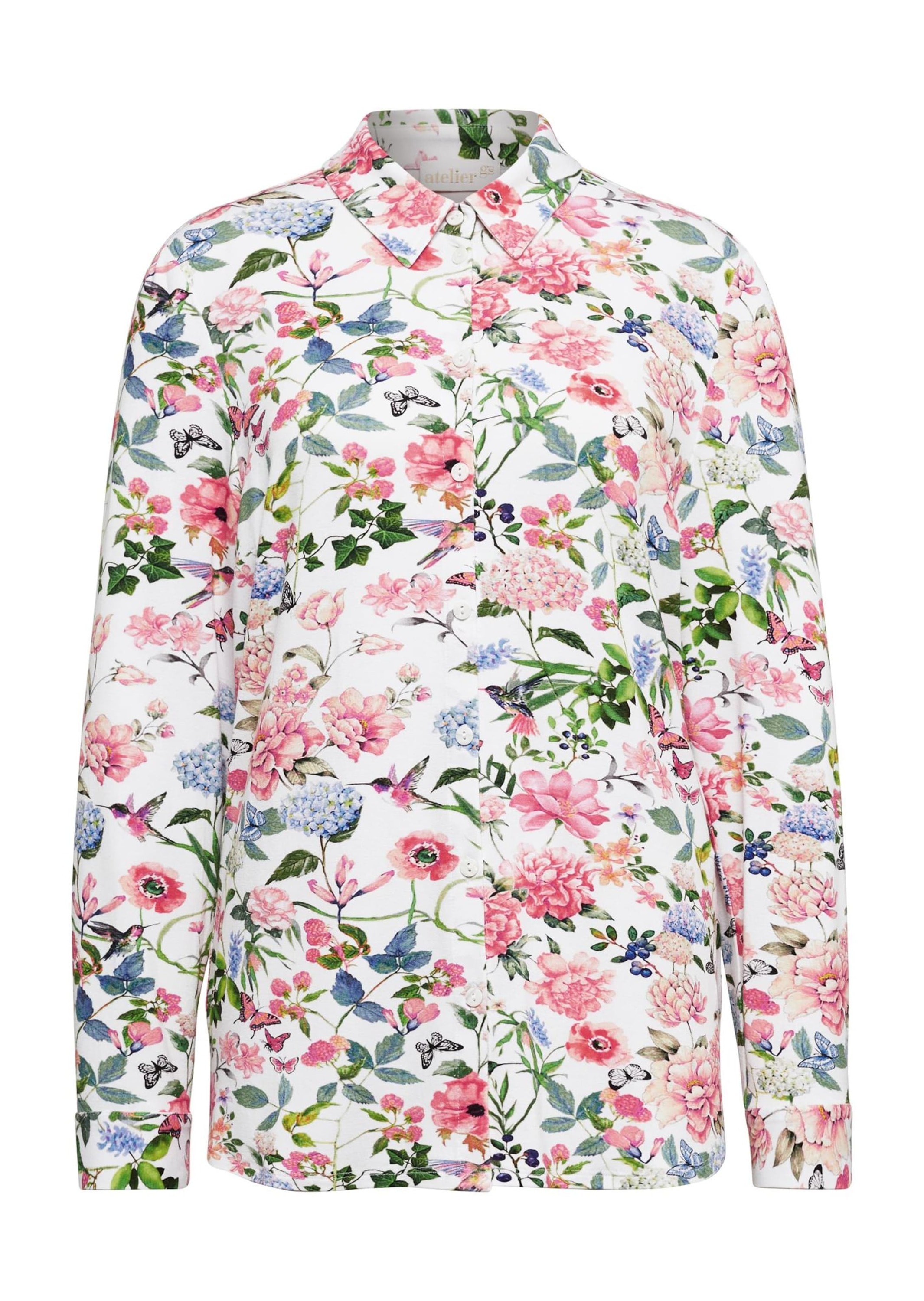 GOLDNER Hemdbluse "Jerseybluse mit floralem Allover-Druck" Hübsches Allover-Blumendessin