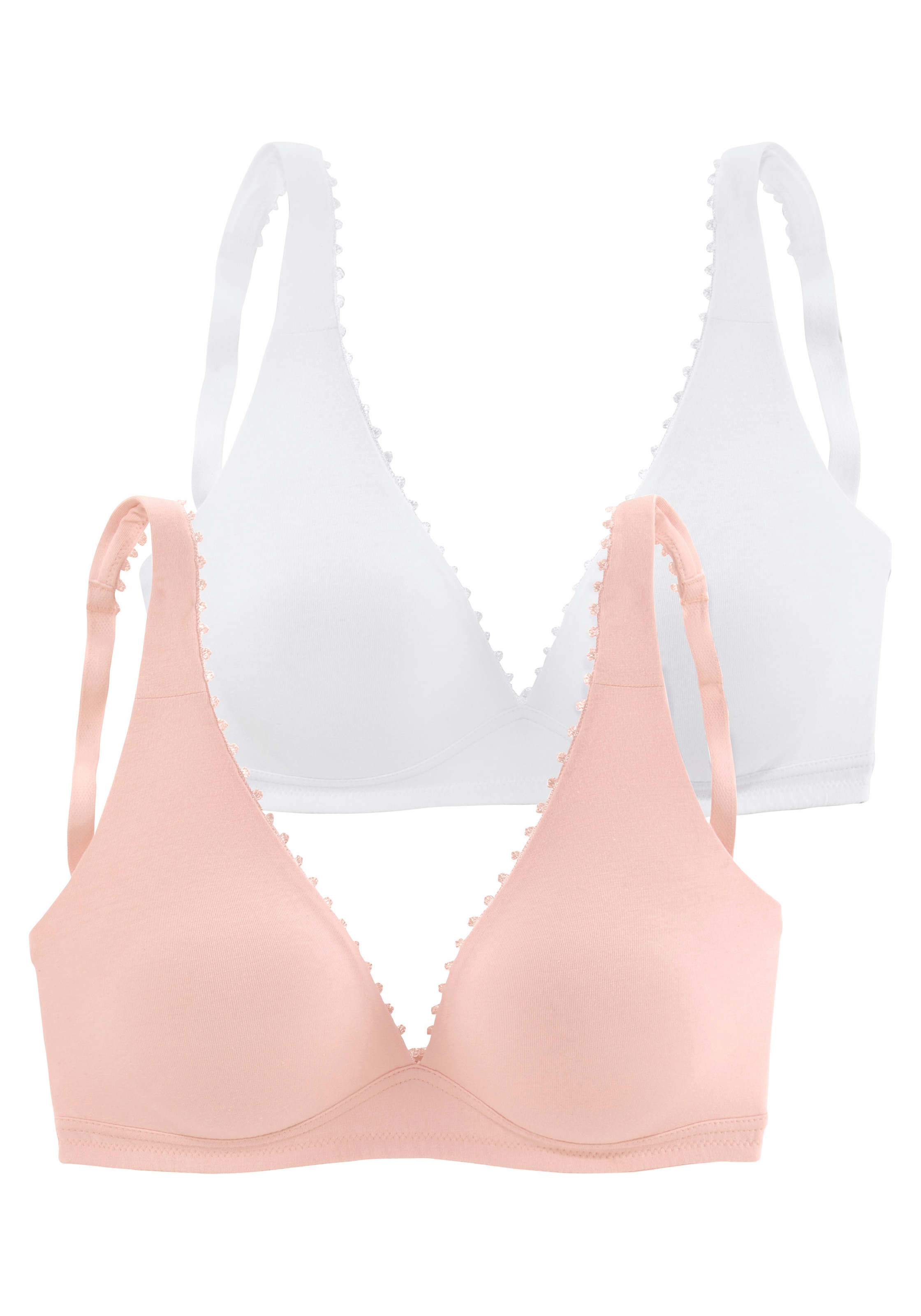 petite fleur Bralette-BH, (Packung, ▷ für Dessous in ohne 2 Zierborte, Bügel | High-Apex-Schnittform BAUR mit Basic Stück)