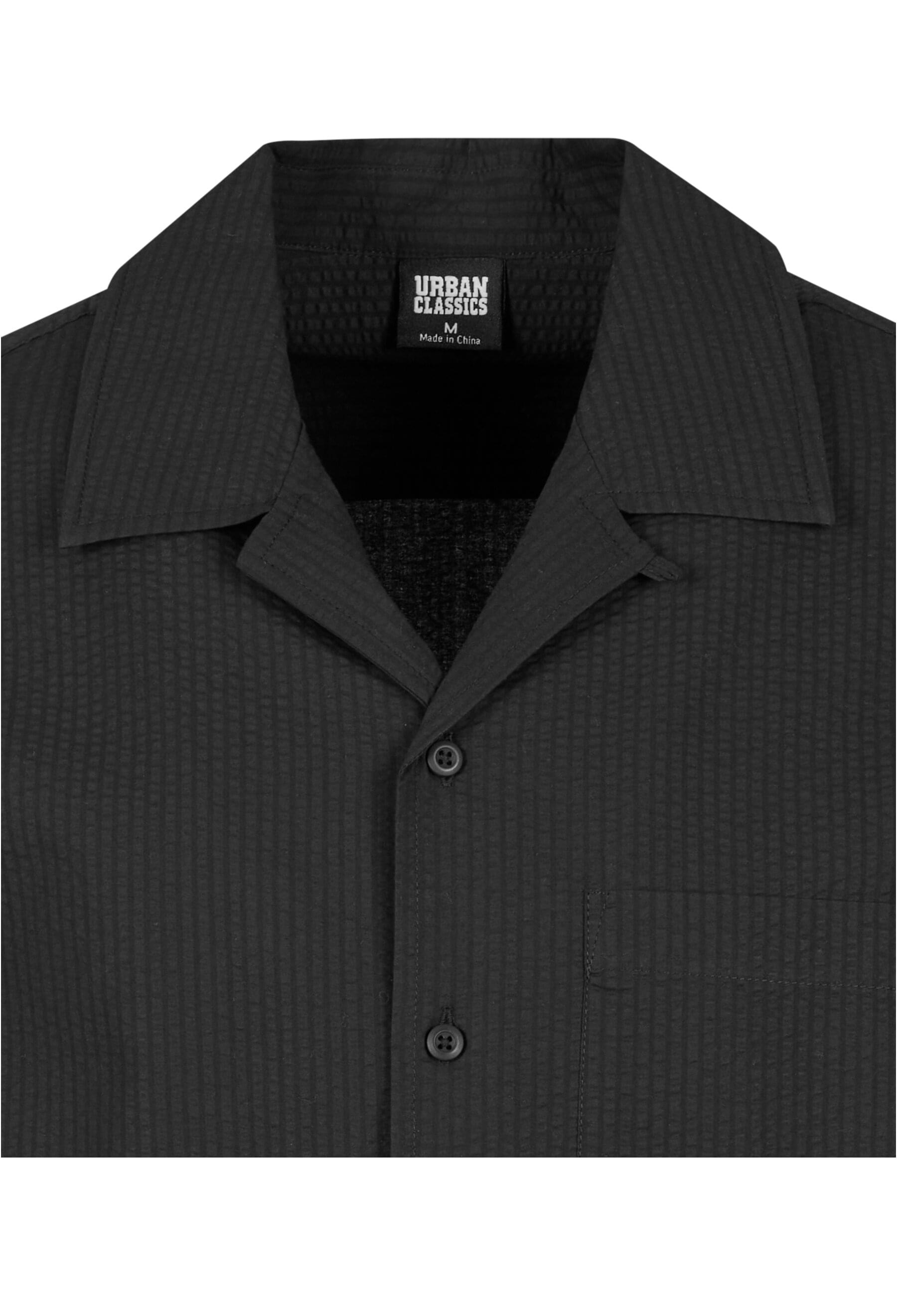 URBAN CLASSICS Langarmhemd »Urban Classics Herren Relaxed Seersucker Short Sleeve Shirt«, (1 tlg.)