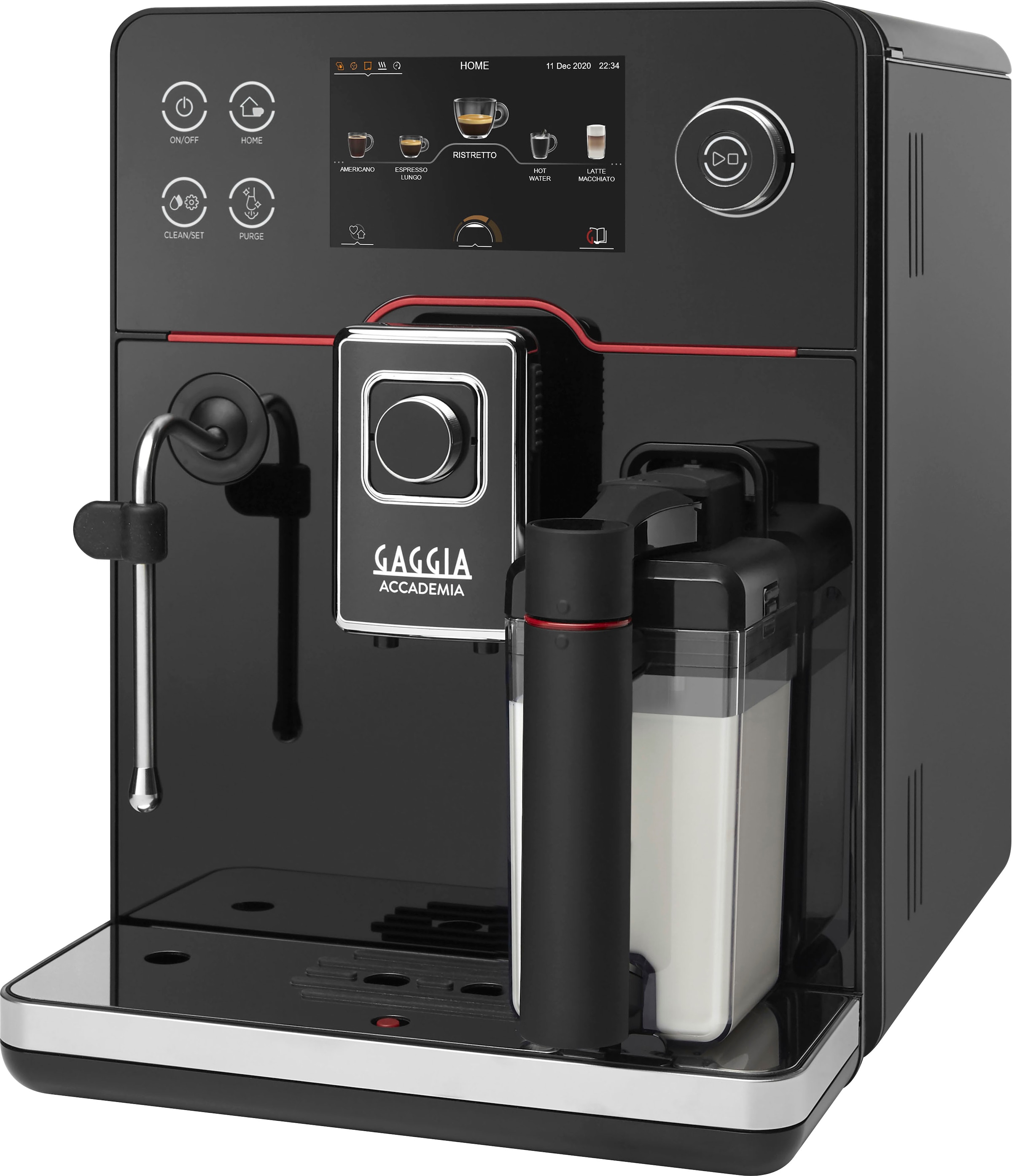 Kaffeevollautomat »Accademia«, hochwertige schwarze Glasfront