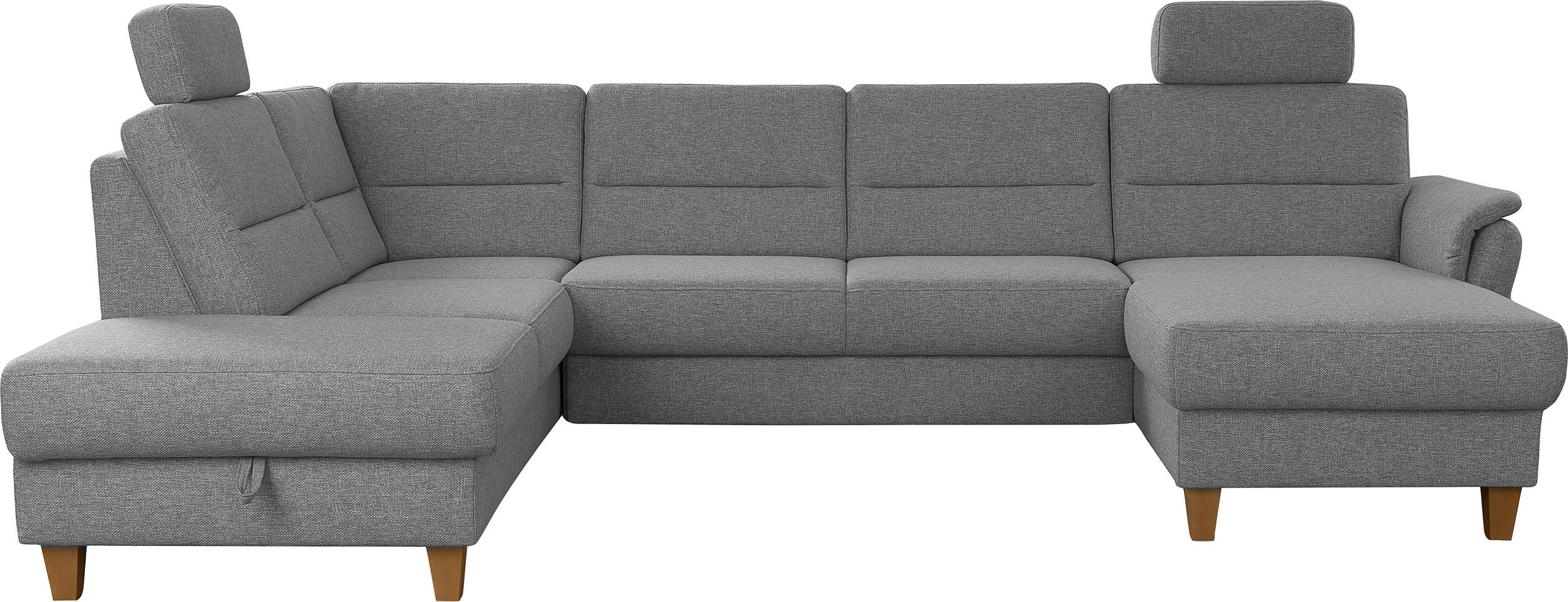 Home affaire Wohnlandschaft "Palmera U-Form, B: 308 cm, große Stoff + Leder Auswahl" mit Schlaffunktion & Bettkasten, Federkern, XXL-Wohnlandschaft