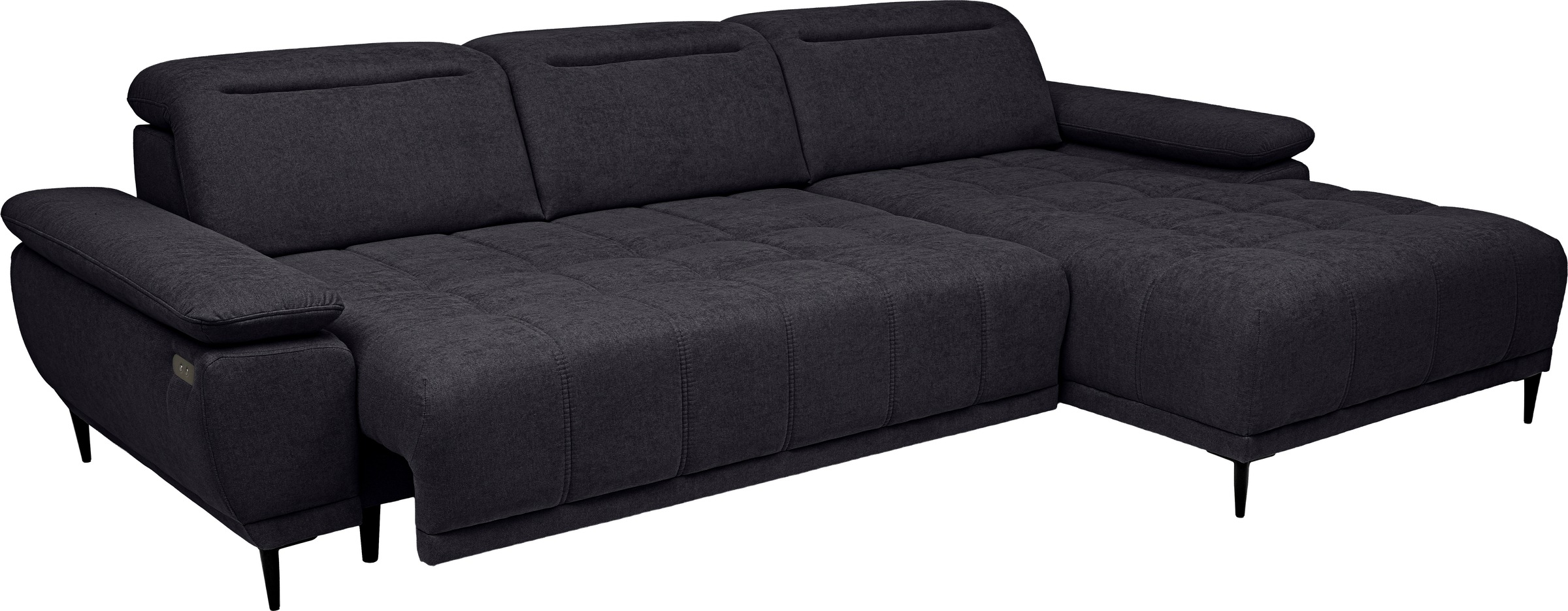 WERK2 Ecksofa »Focus-S, inkl. elektr. Sitzvorzug, manuelle Kopfteilverstellung« elektr. Sitztiefenverstellung, flexible Kopfstützen, 12cm Füße, L-Form