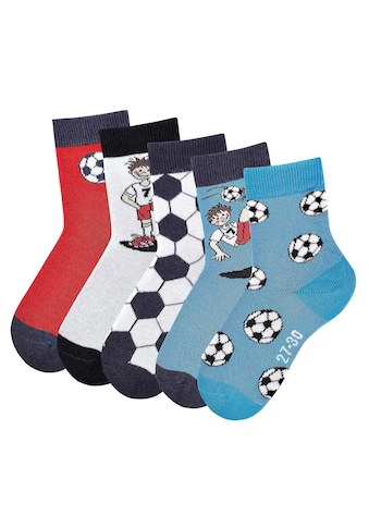 Socken, (5 Paar), mit Fußballmotiven