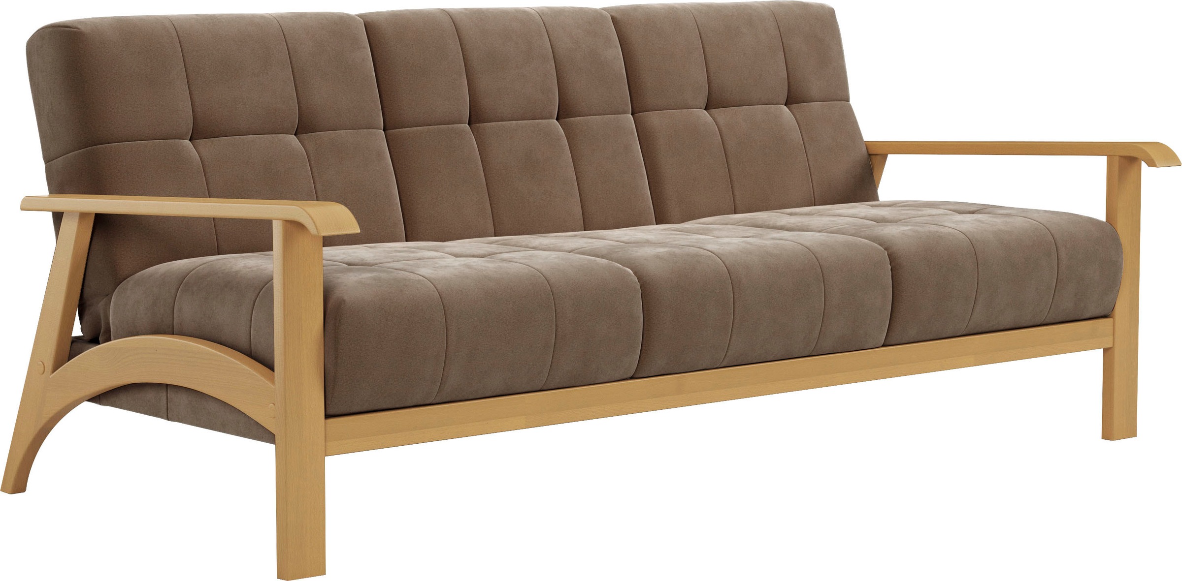 sit&more 3-Sitzer »Billund«, Armlehnen aus eichefarbigem Buchenholz, verschiedene Bezüge und Farben
