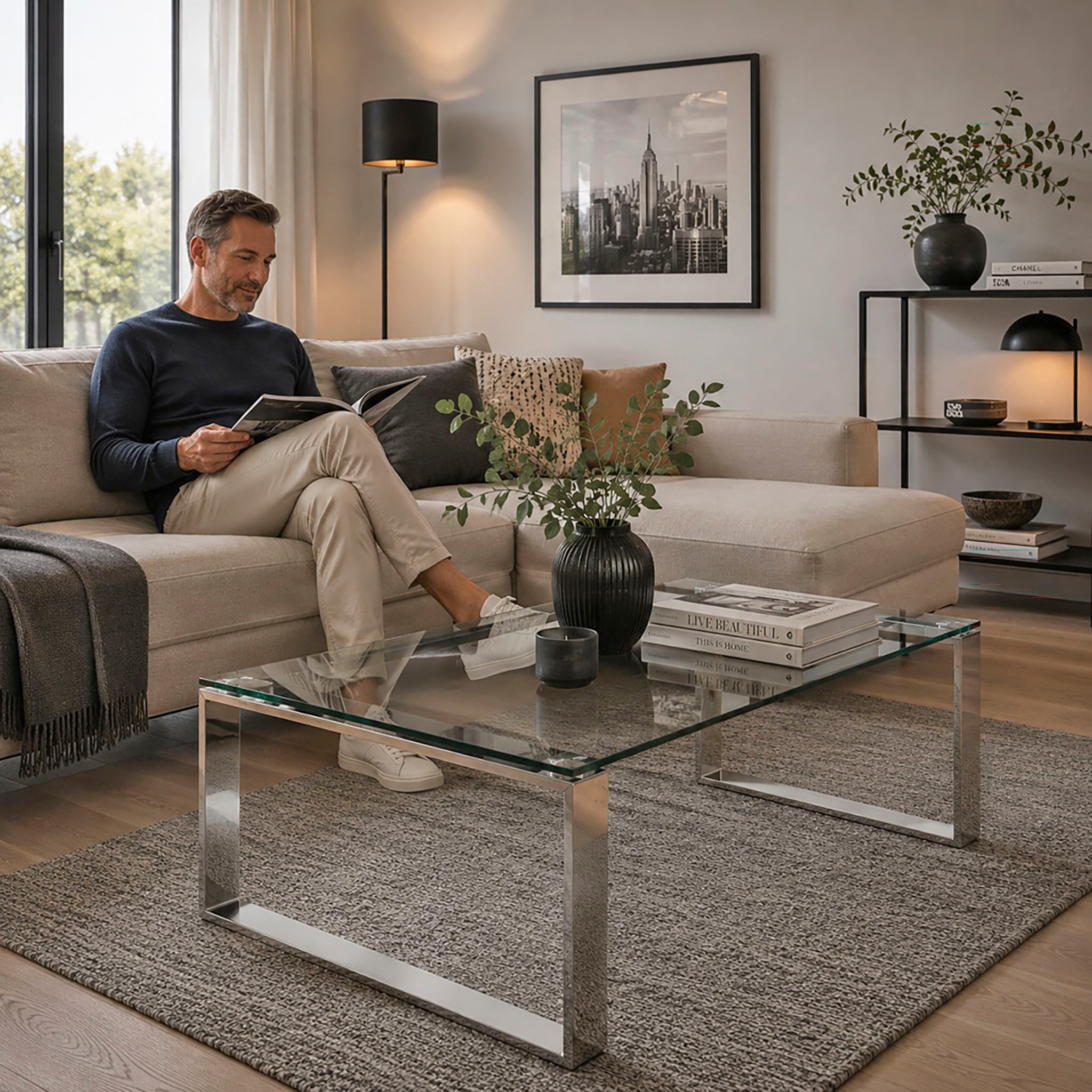 HAKU Couchtisch »Sofatisch, Wohnzimmertisch« 1 Stk. tlg. rechteckig - aus Metall Silber B/T/H 120/60/40 cm