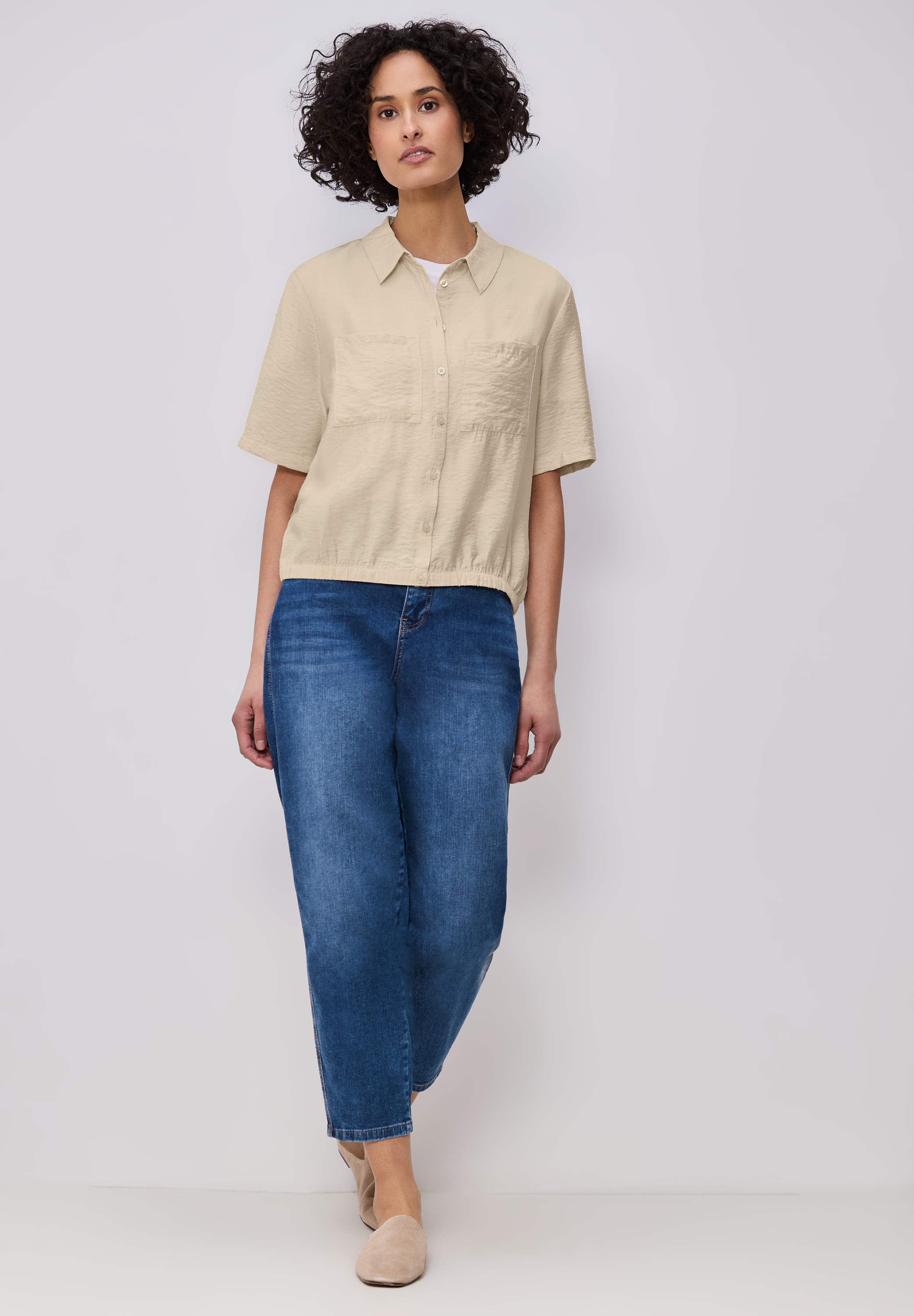 STREET ONE Hemdbluse mit Materialmix