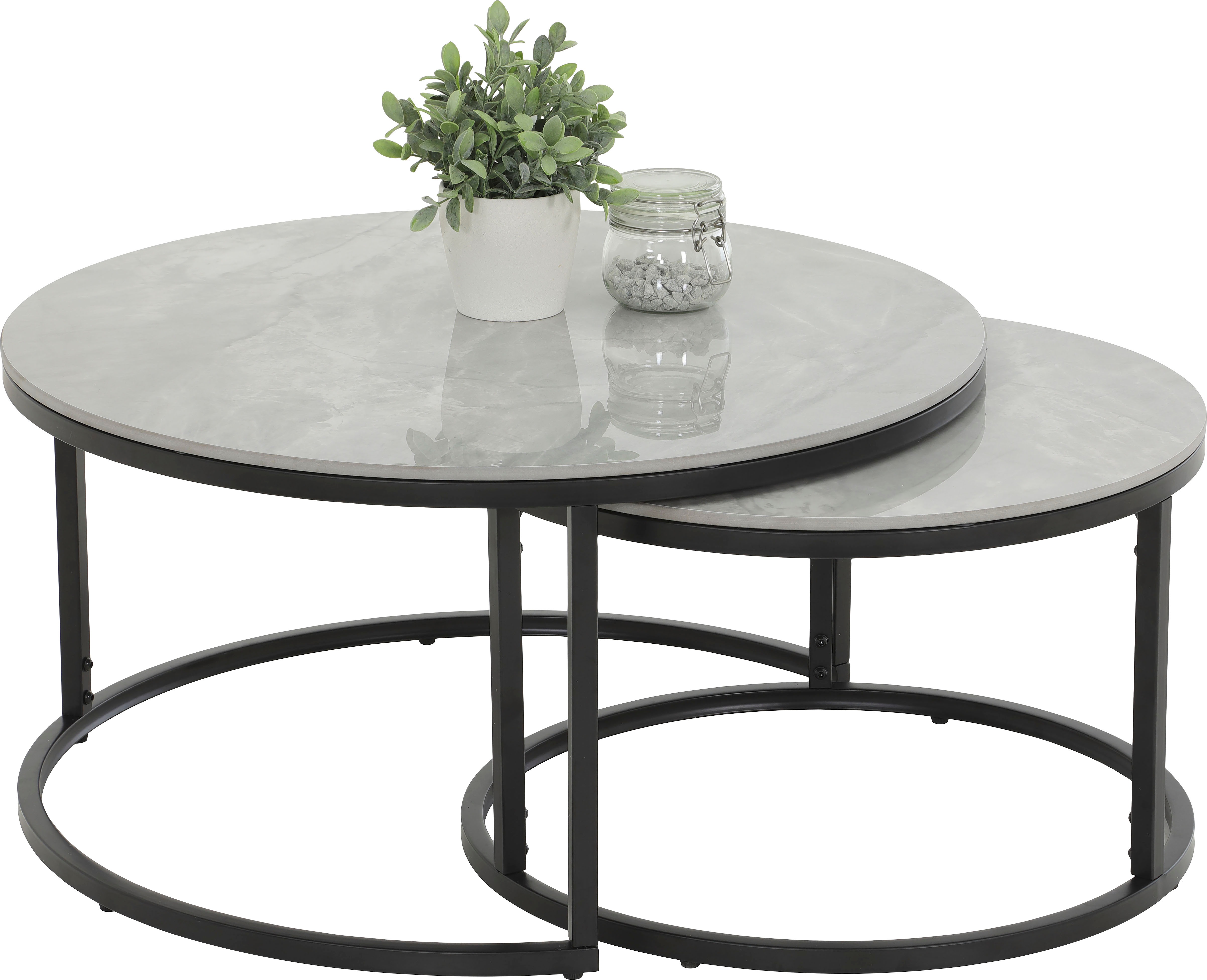 Thumbnail - HELA Satztisch "LUIS Topseller, Couchtisch rund" Set, 2 Stk. tlg. 2er Set, 12mm Sinterstein; Marmoroptik, Boho Wohnzimme...