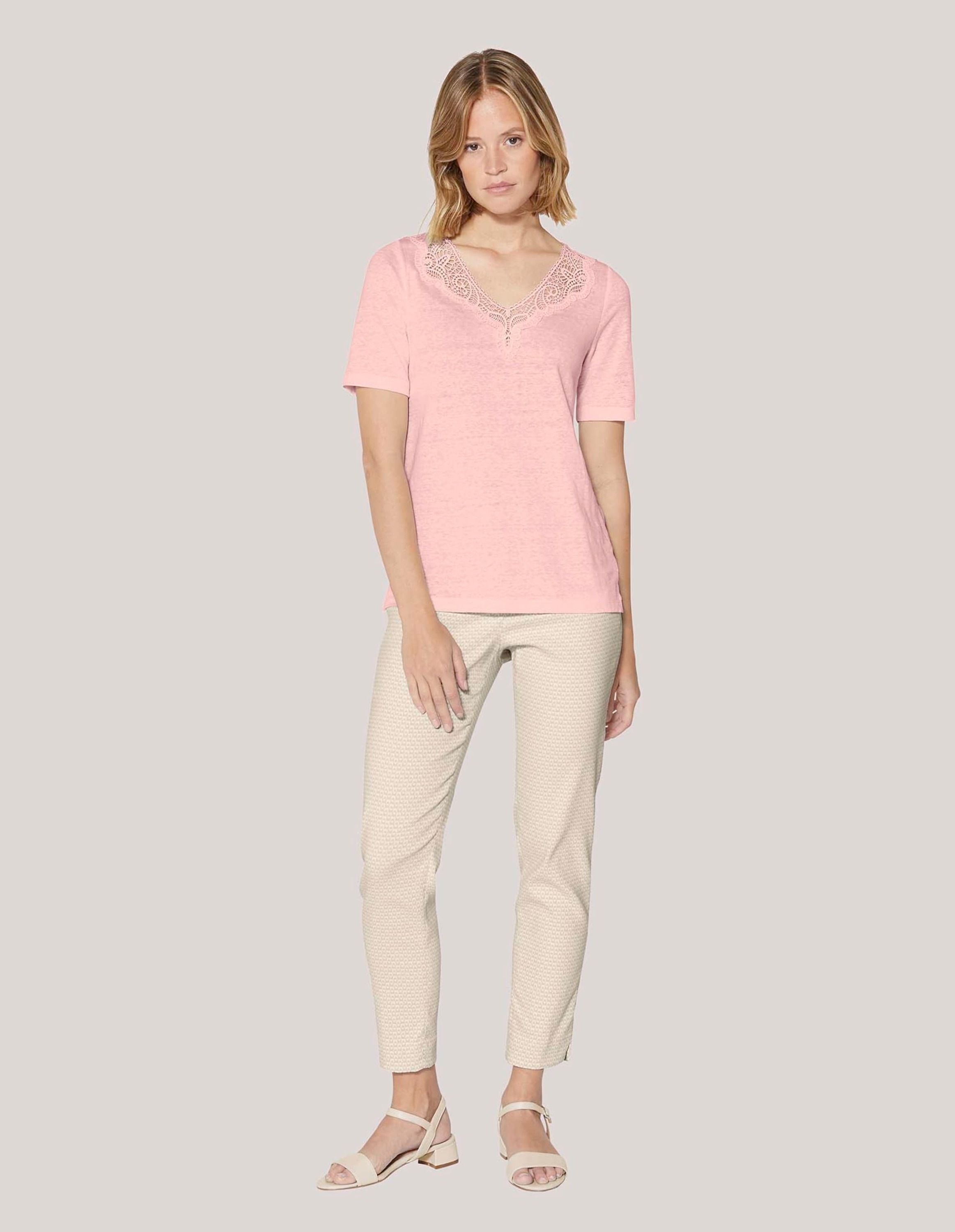 Thumbnail - MADELEINE Kurzarmshirt "Shirt Kurzarm-Shirt aus Leinen mit feinem Spitzen-Akzent"