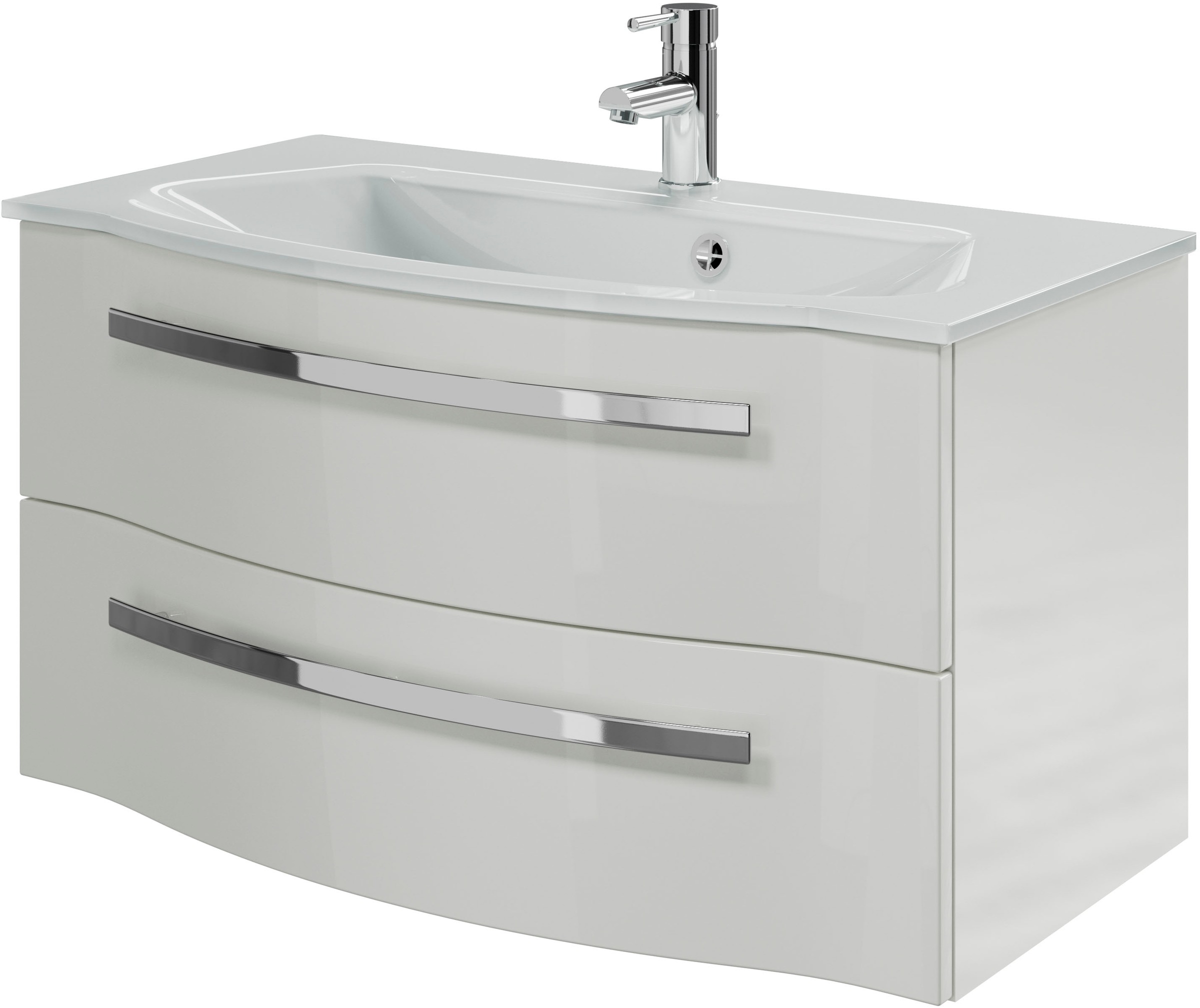 Saphir Badmöbel-Set "Serie 4005, vormontiert, Glaswaschbecken, Spiegelschra günstig online kaufen