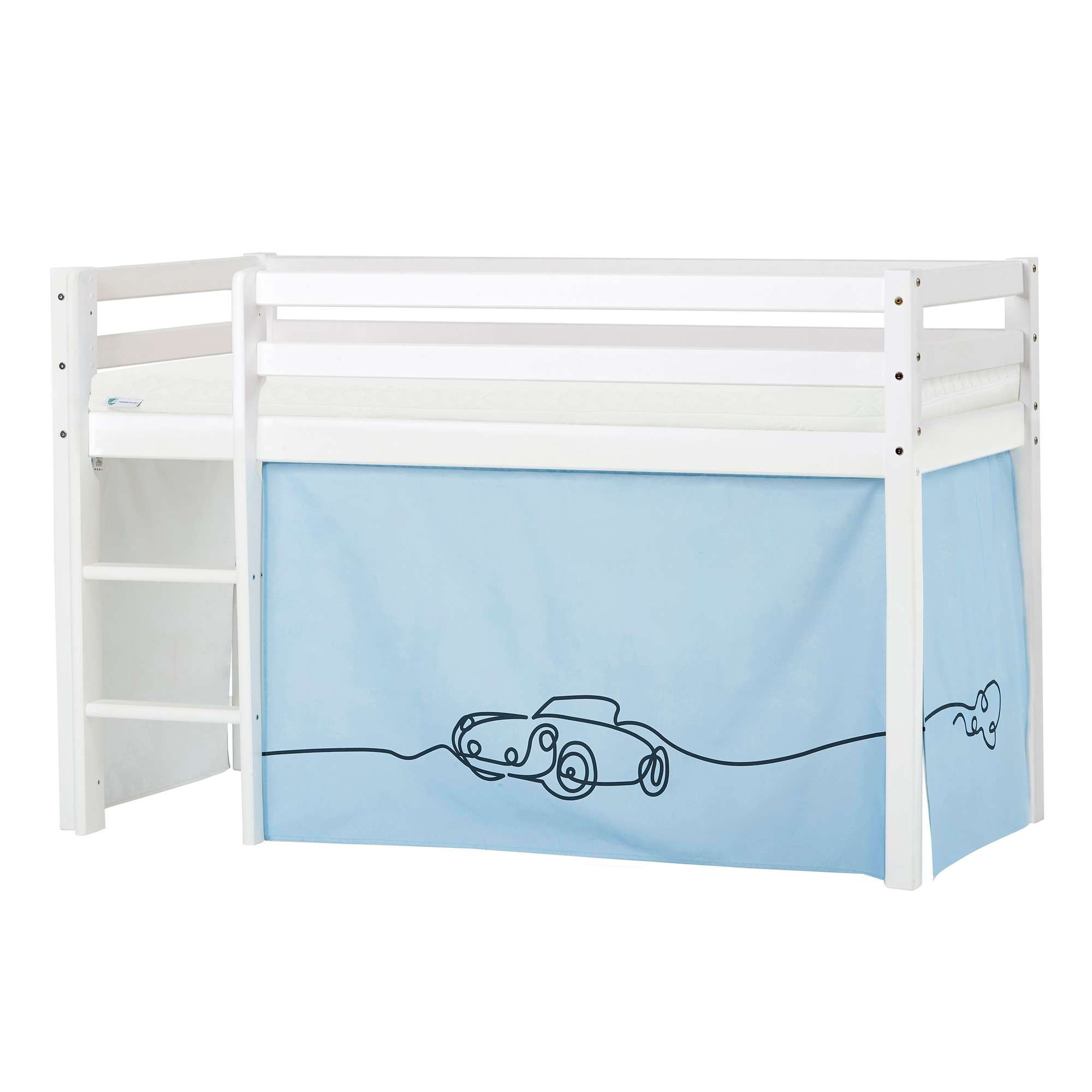 Hoppekids Hochbett »ECO Dream, Kinderbett, Spielbett, Halbhohes Bett aus Massivholz«, inkl. Vorhang-Set Creator, Bettgröße & Matratze wählbar