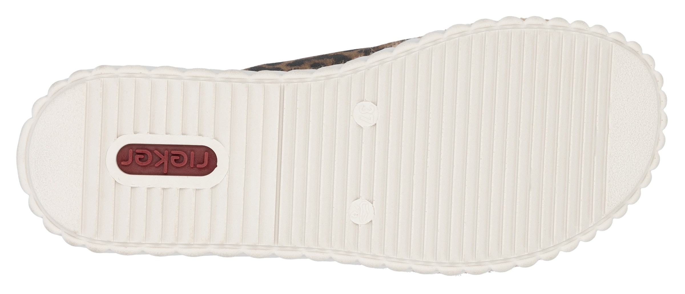 Pantolette RIEKER, Damen, Gr. 40, braun (leo), Lederimitat, Schuhe Pantolette, Sommerschuh, Strandschuh, Urlaubschuh, Hausschuh mit Klettverschluss 3
