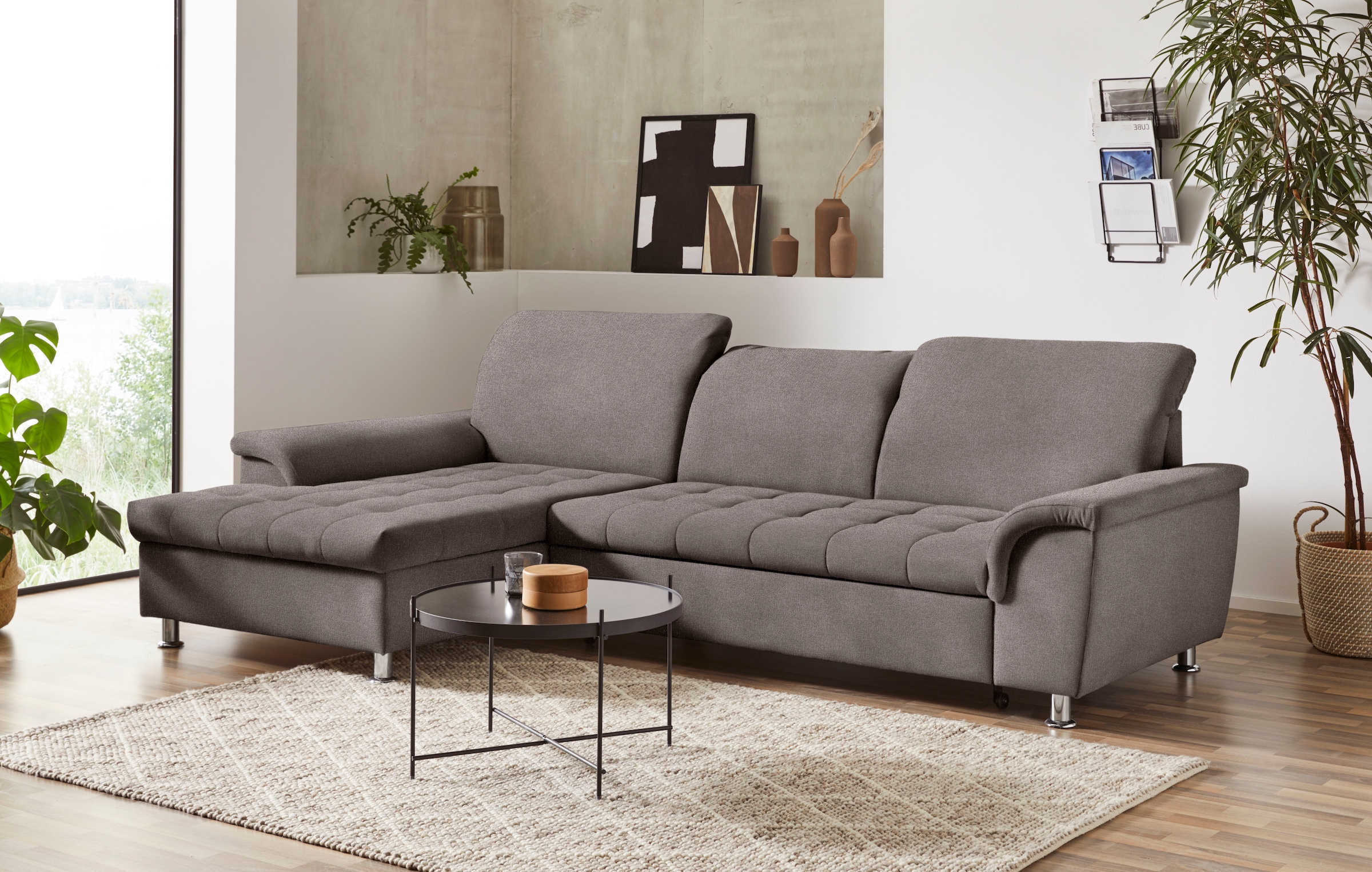 DOMO collection Ecksofa "Franzi, zeitlos und elegant, moderne Sitzheftung, günstig online kaufen