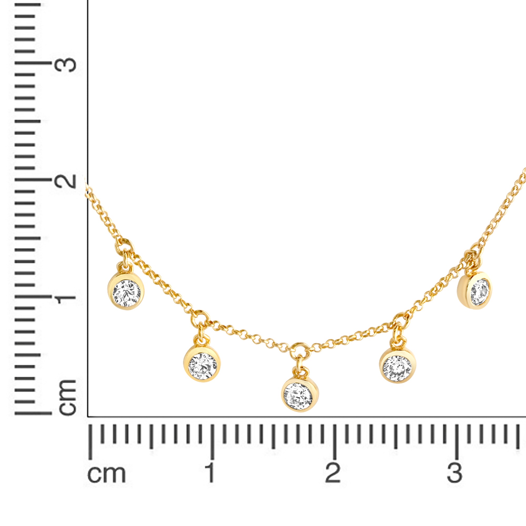 Zeeme Collierkettchen »Silber 925 vergoldet 45cm lang mit weißen Zirkonia-Steinen«