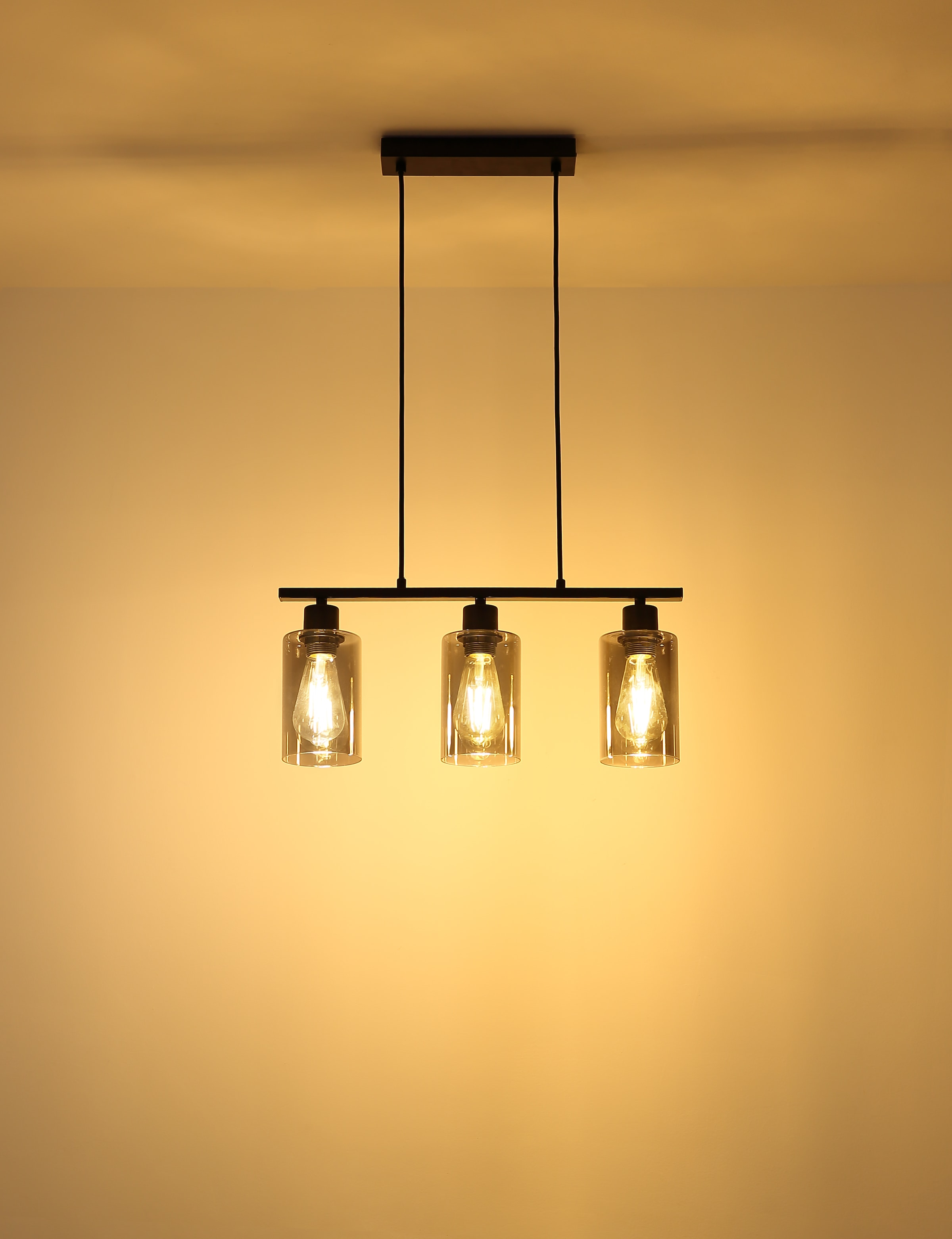 GLOBO LIGHTING Hängeleuchte »HADERA« E27 1 Stk. Wohnzimmerleuchte schwarz matt, Rauchglas, höhenkürzbar