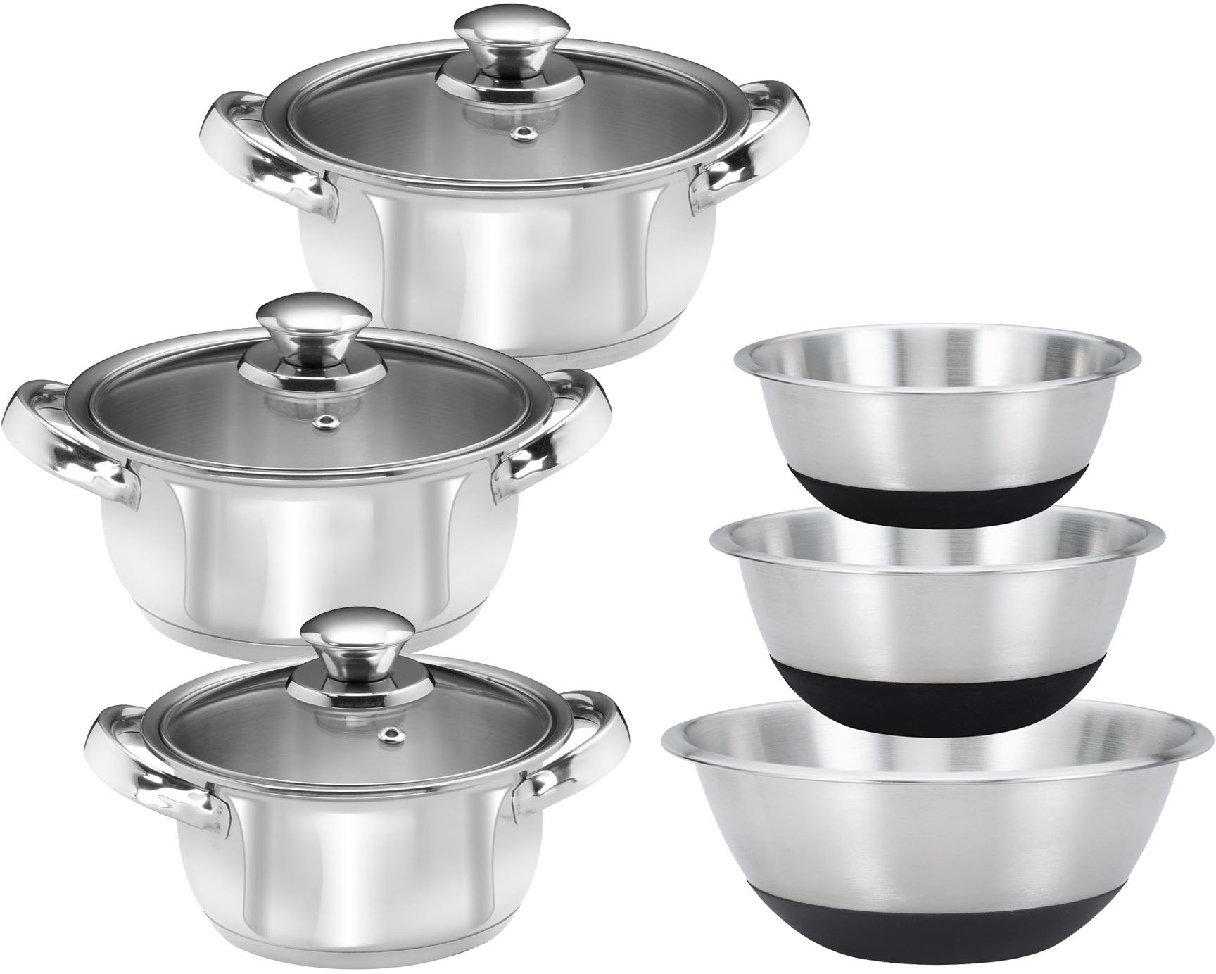 KING Topf-Set "EDELSTAHL" Set, 3 Töpfe Ø 16/18/20 cm inkl. Glasdeckel, 3 Sc günstig online kaufen