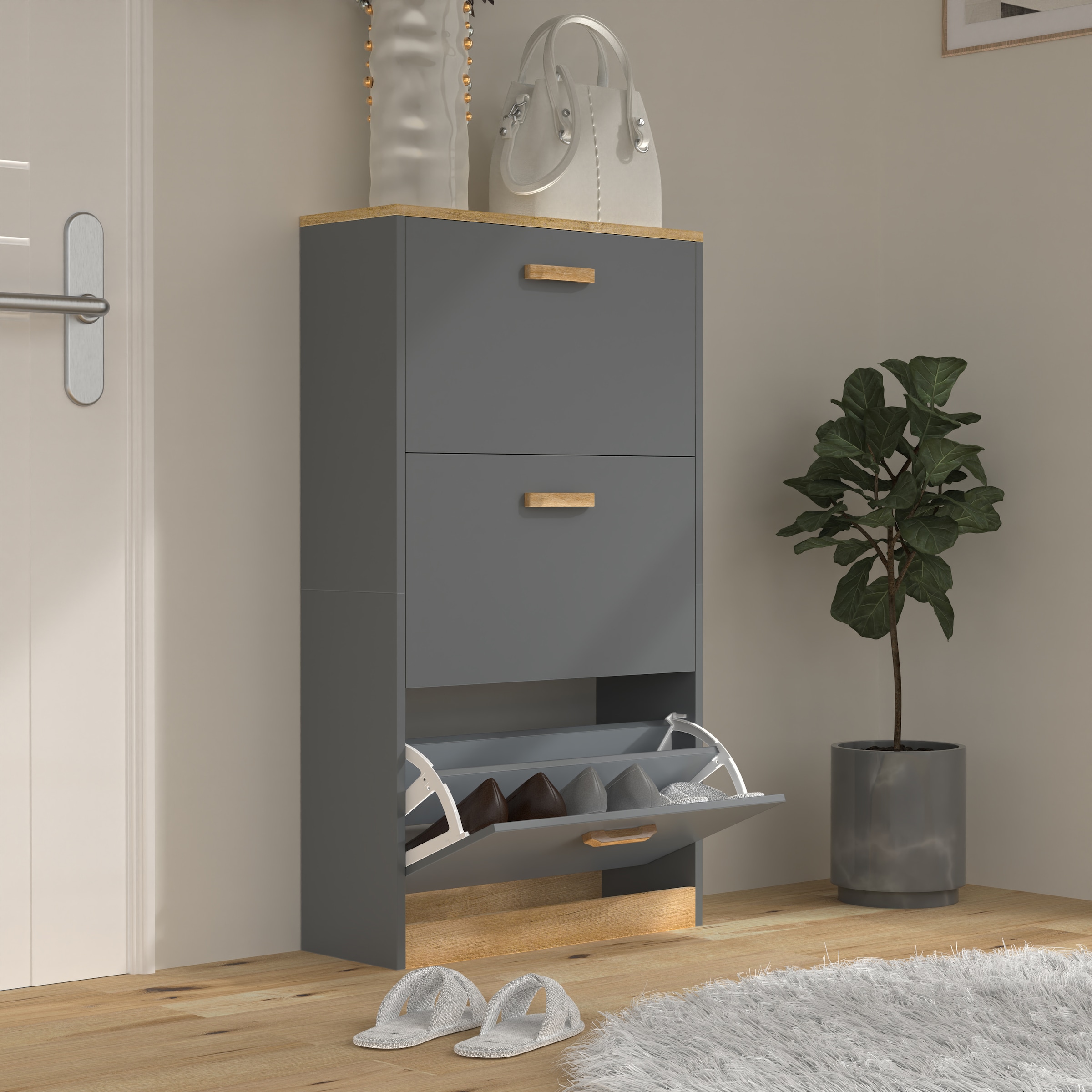 VCM Schuhschrank »Holz Schuhregal Schuhschrank Schuhkipper Halom M«