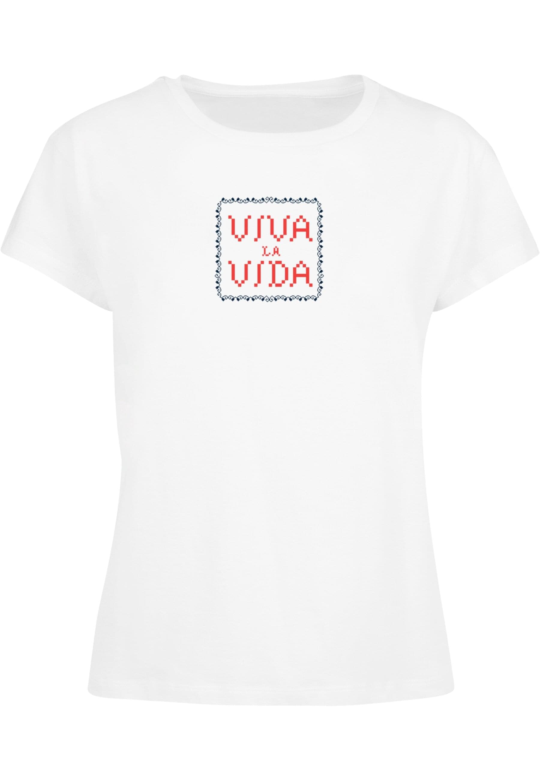 Merchcode T-Shirt »Merchcode Damen Ladies Frida Kahlo - Pixels viva la vida Box Tee«, (1 tlg.)