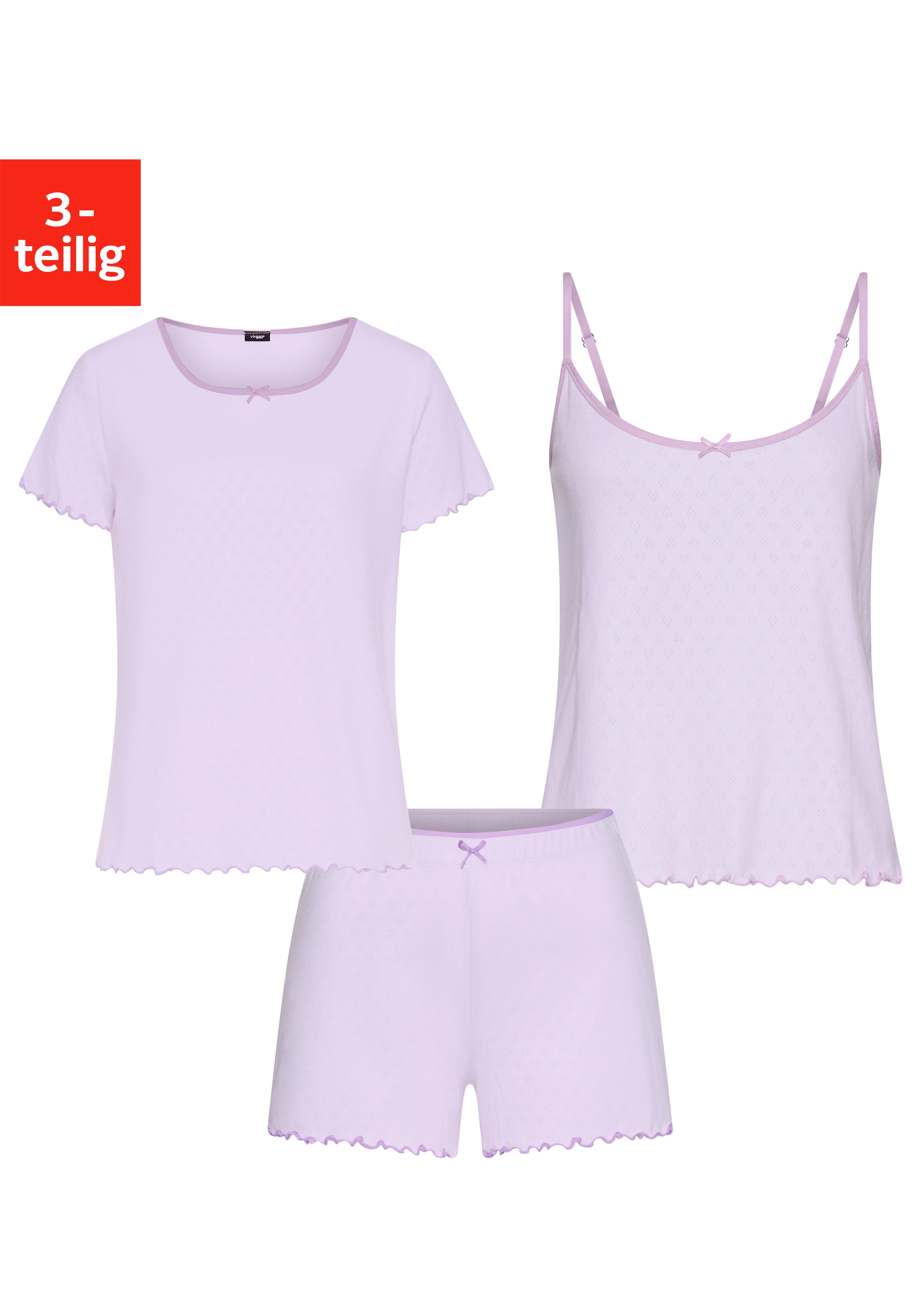 Vivance Dreams by Lascana Shorty Packung, 3 mit romantischem Ajourmuster