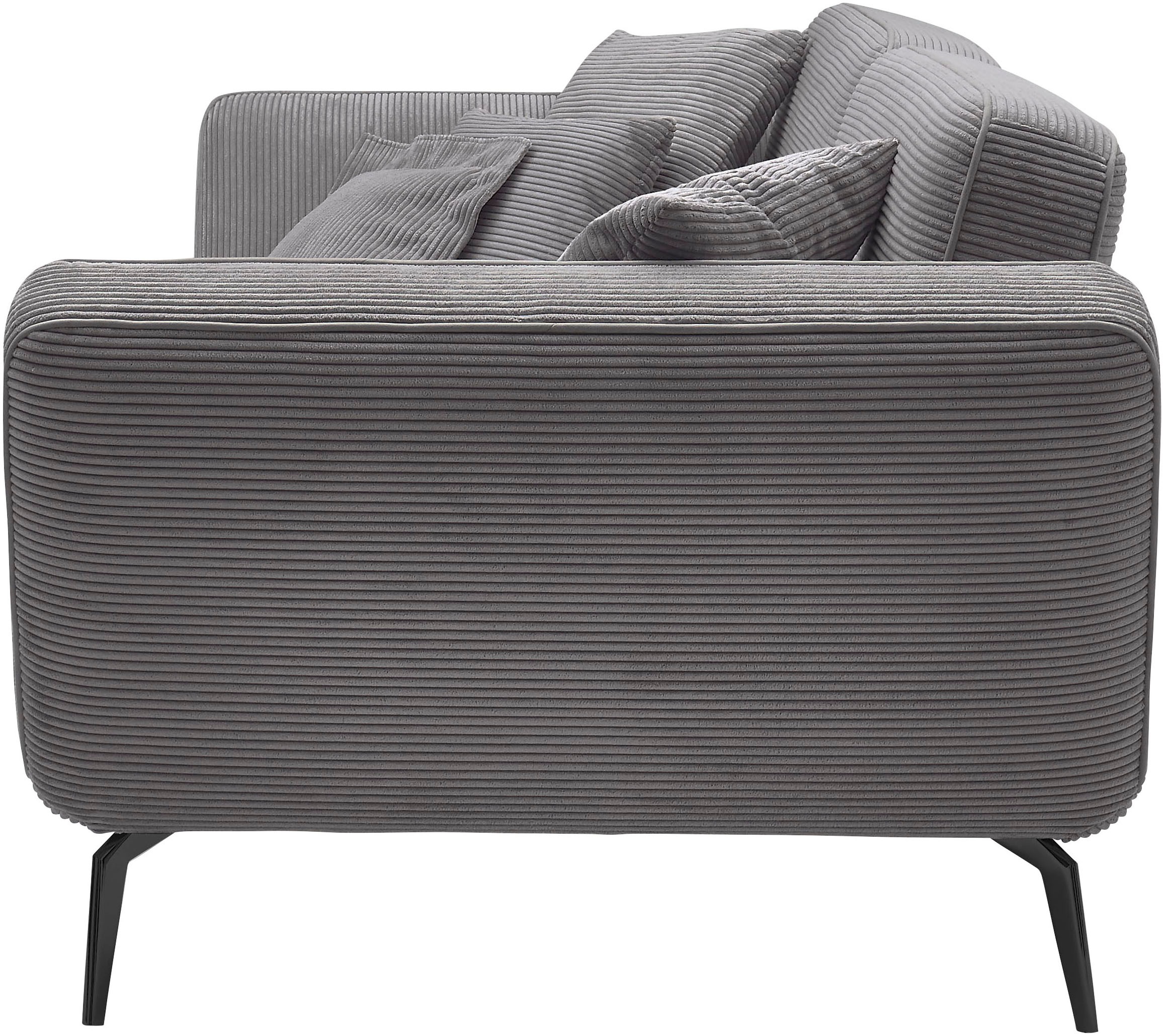 set one by Musterring Big-Sofa »SO 4500 Mega-Sofa, mega bequem, hochwertig verarbeitet«, Füße schwarz matt, wahlweise mit Kopfstütze, Breite 260cm, in Cord