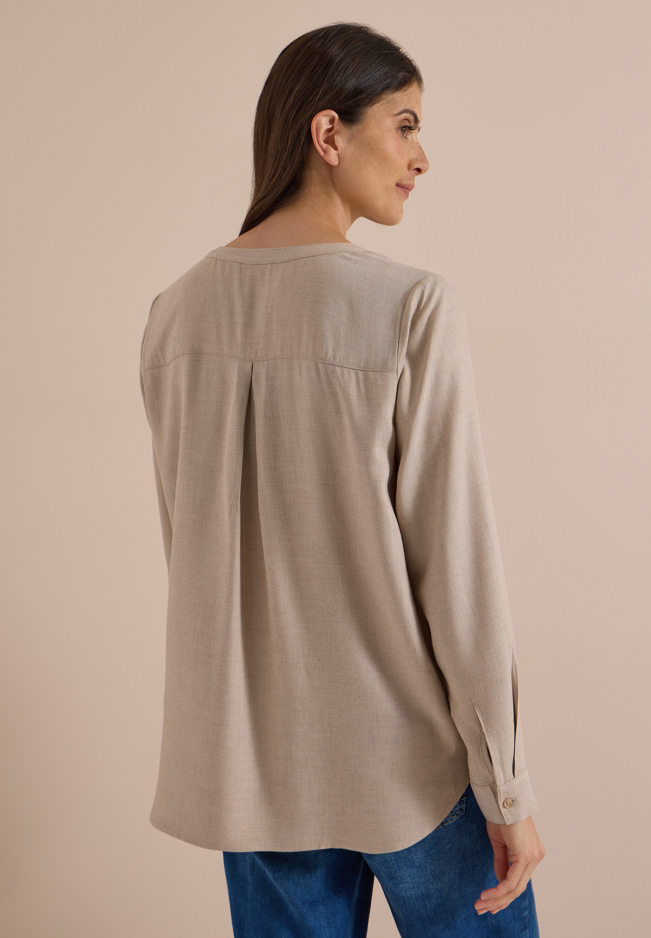 Cecil Shirtbluse mit geschlitztem Rundhalsausschnitt
