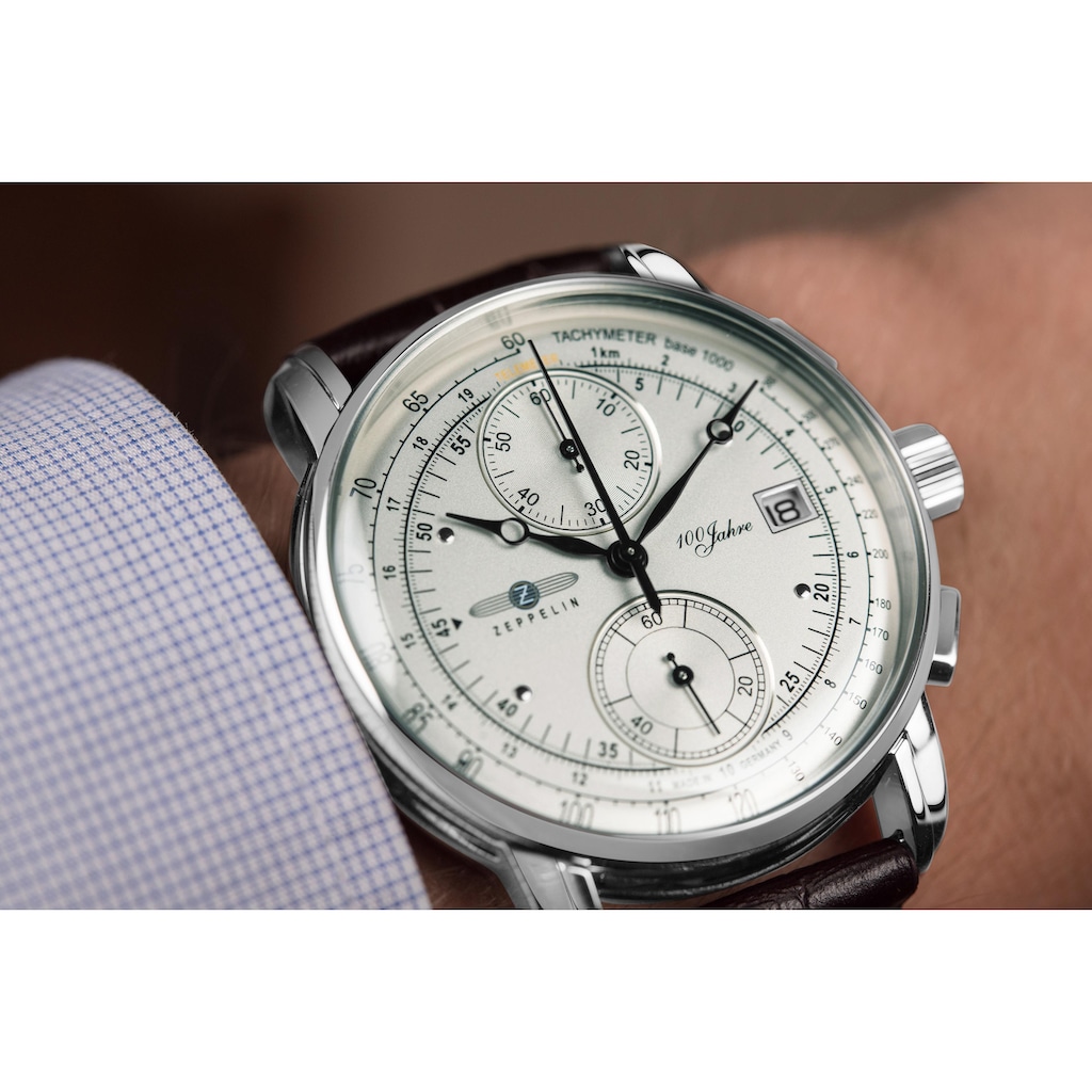 ZEPPELIN Chronograph »100 Jahre Zeppelin, 86701«, Armbanduhr, Quarzuhr, Herrenuhr, Datum, Stoppfunktion, Made in Germany