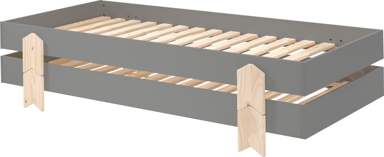 Thumbnail - Vipack Kinderbett "Modulo" Made in Europe, Jugendbett, Einzelbett, Stapelbett mit Füßen in Pfeiloptik