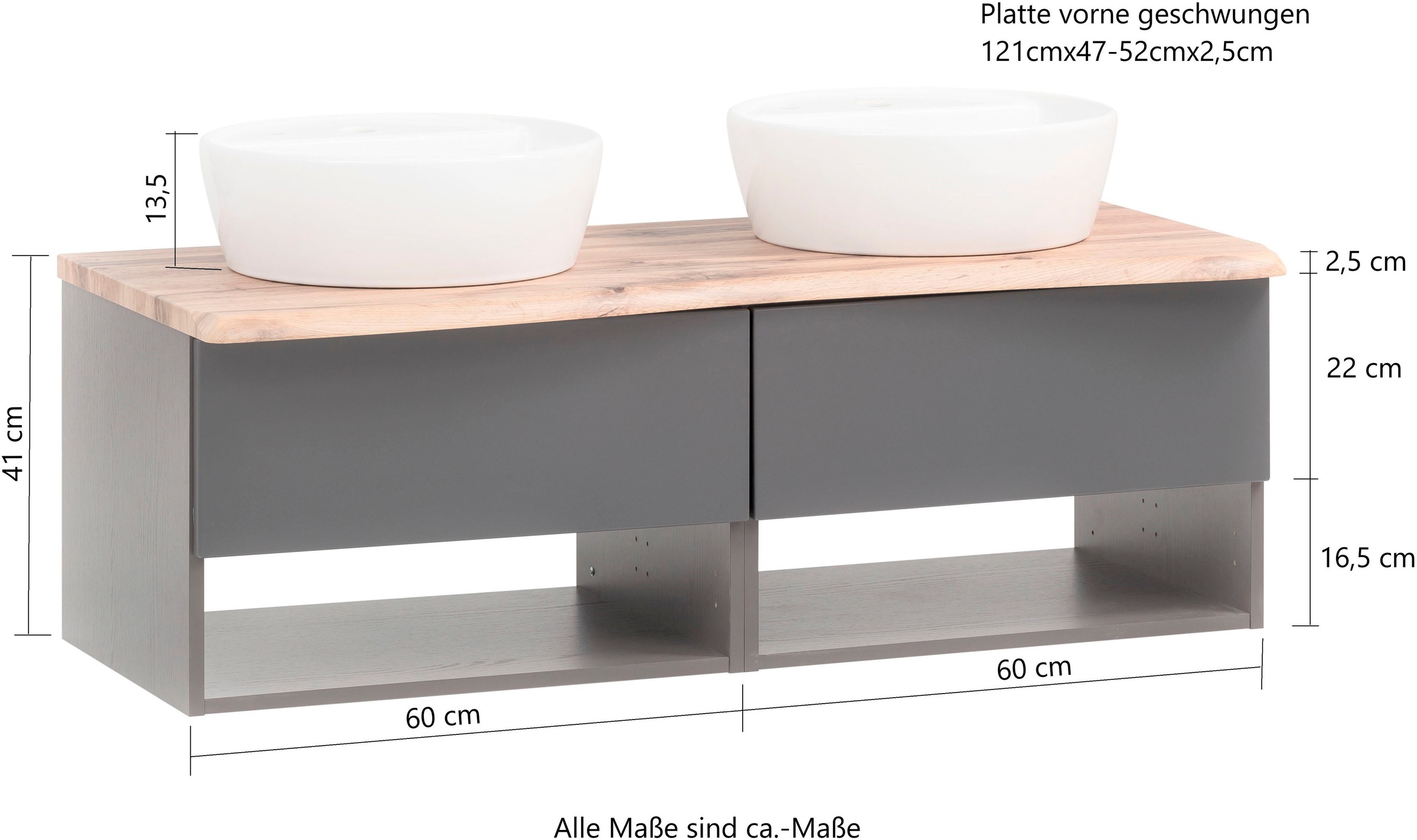 welltime Badmöbel-Set »Stubach« Spiegelschrank und Waschtisch, 2 Stk. tlg.