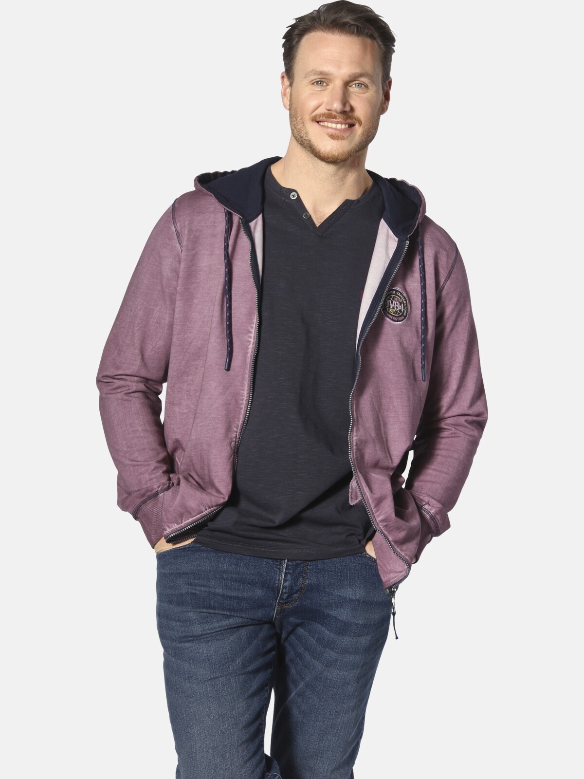 Jan Vanderstorm Kapuzensweatjacke »Sweatjacke PERKELMAN«, mit Rücken-Print