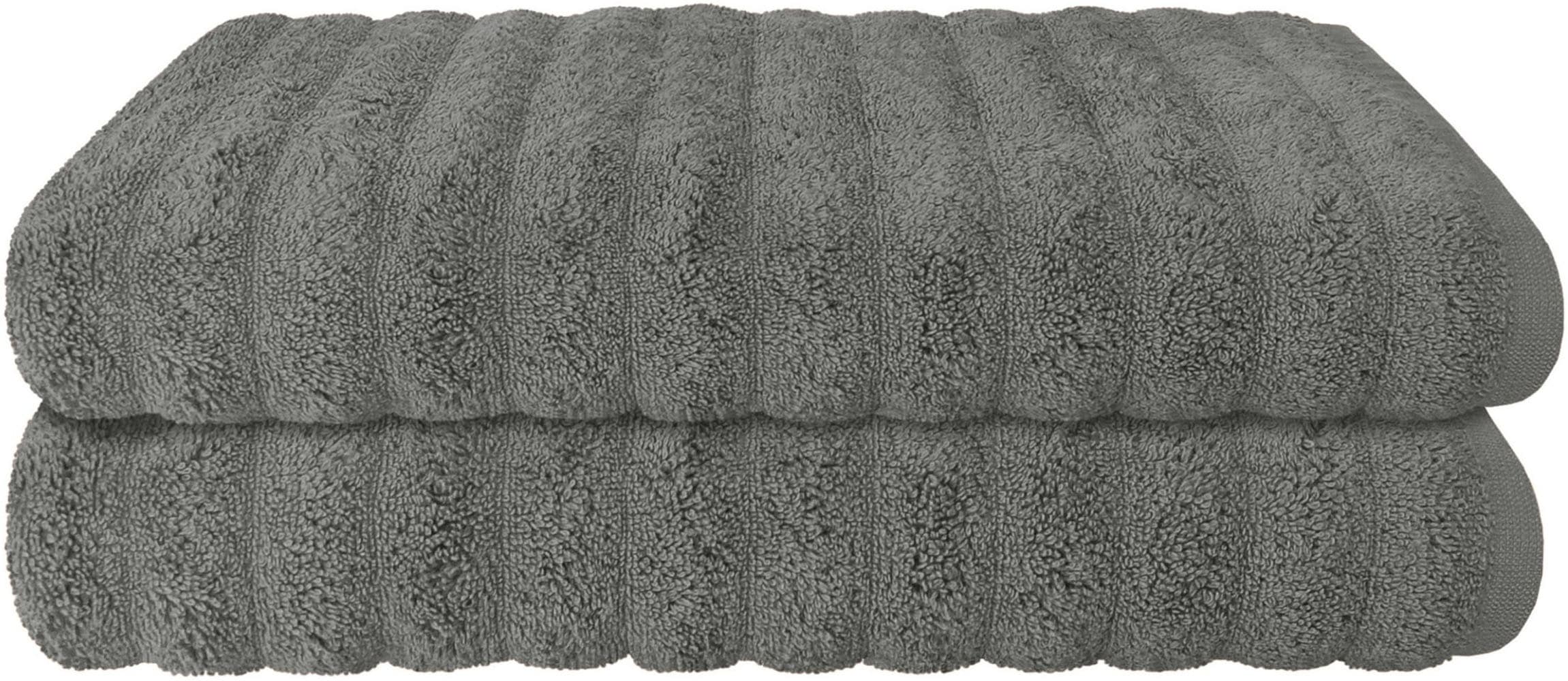 Schiesser Duschtücher "Neapel aus 100% Baumwolle mit eleganter Hoch-Tief-Optik" OEKO-TEX MADE IN GREEN