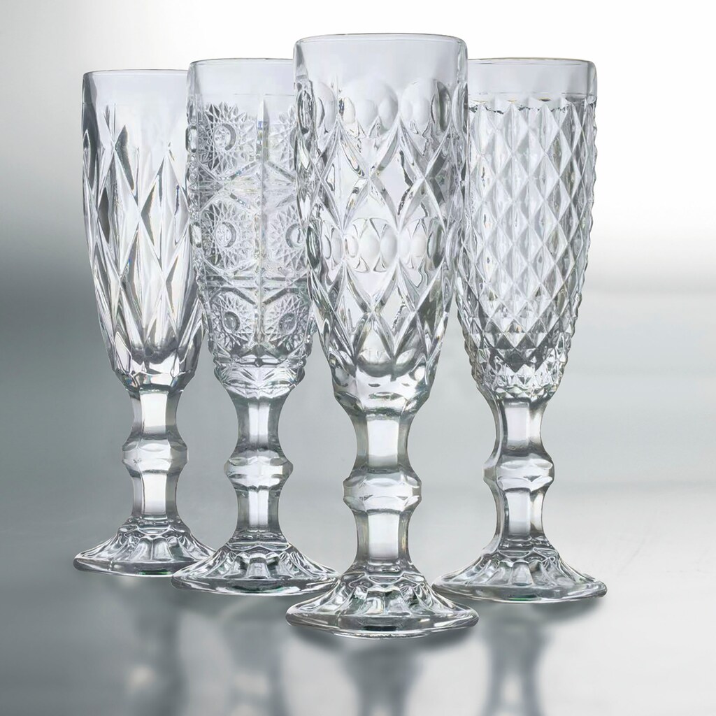 Villa d'Este Sektglas »Geometric«, (Set, 4 tlg.)