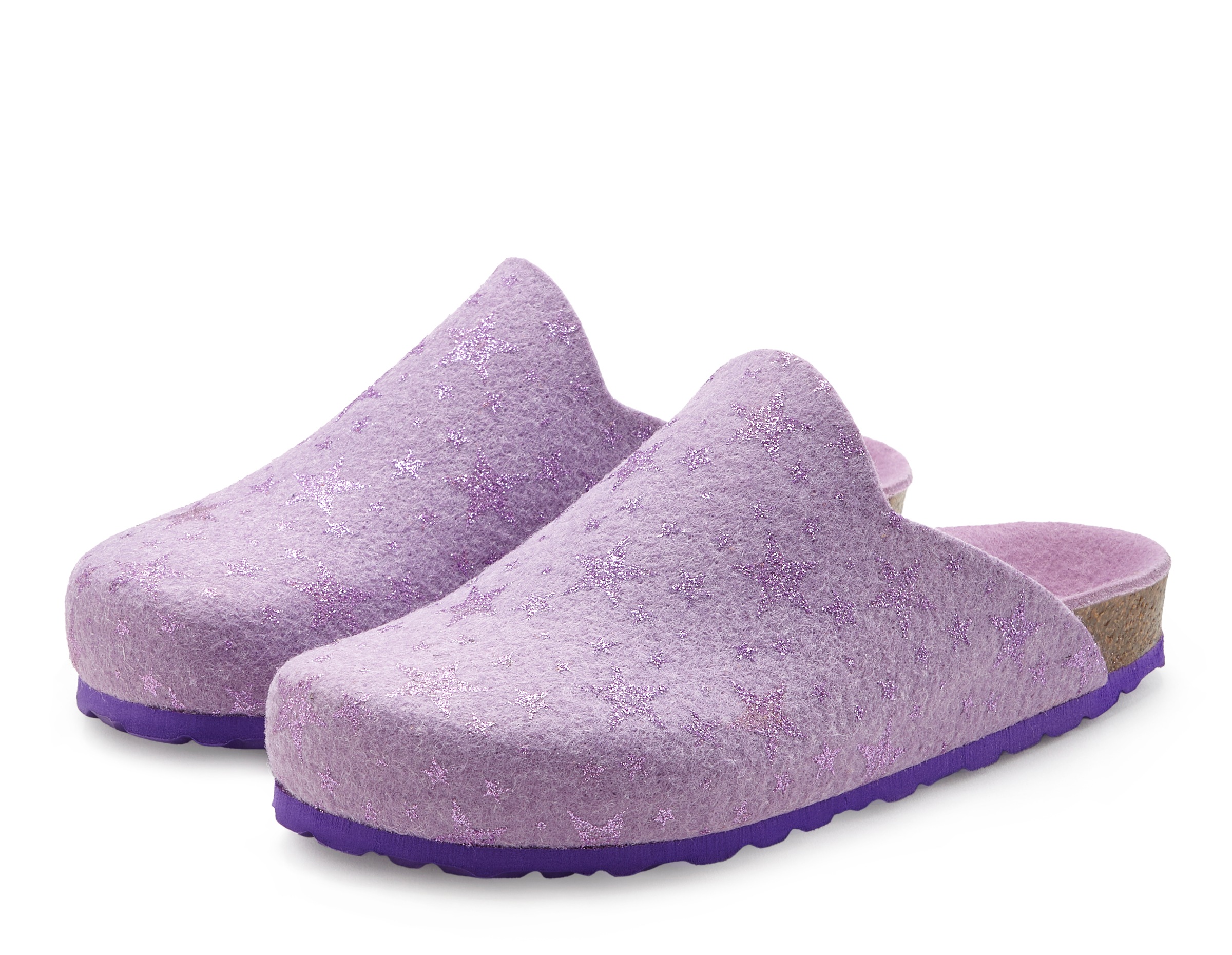Vivance Dreams by Lascana Pantolette "Pantolette, Clog, Pantoffel, Hausschuh," aus Filz mit wärmenden Korkfußbett & Sternenprint