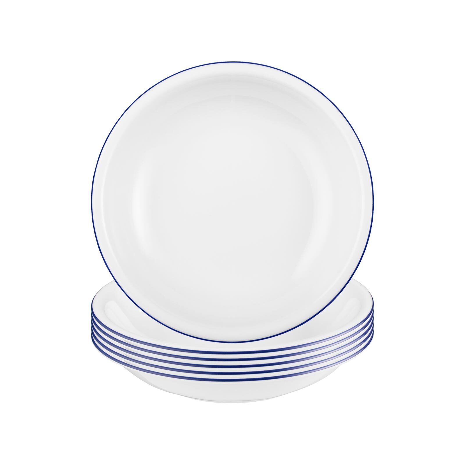 Seltmann Weiden Suppenteller "Suppenteller Compact Blaurand ø 20,2 cm 6er Set weiß-blau"