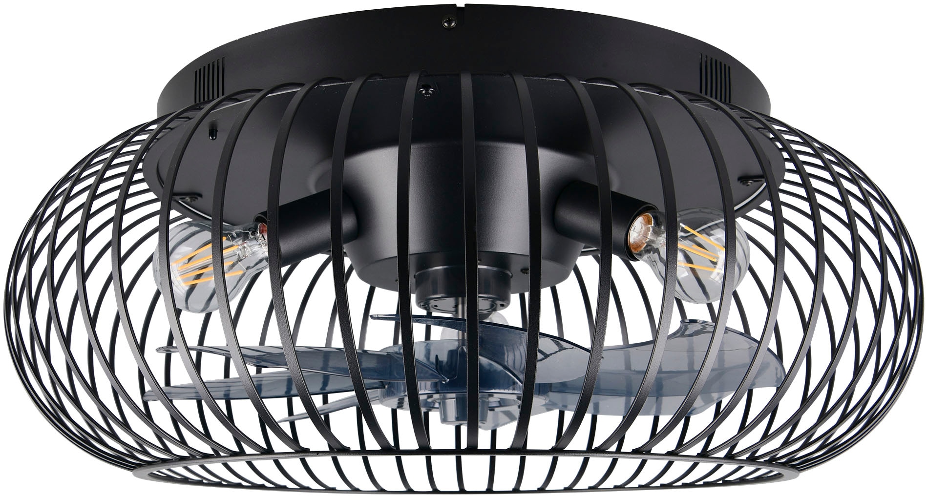 REALITY Leuchten Deckenleuchte »JOHANNA mit Ventilator, großer Deckenventilator mit Licht Ø 61cm« E27 1 Stk. warmweiß - kaltweiß exkl 3x E27 Leuchtmittel, Ø 61cm Höhe 25,5cm, Vor- & Rücklauf Funktion