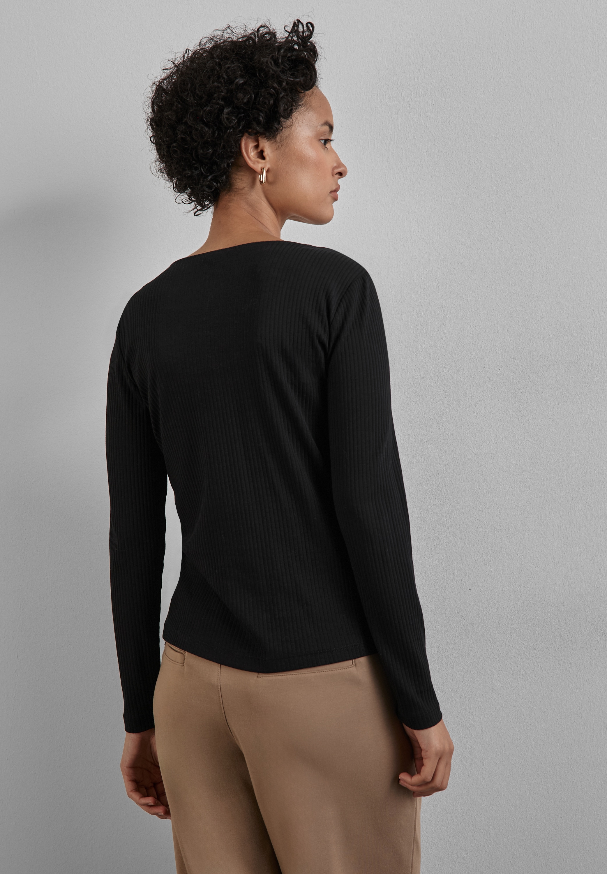 STREET ONE Langarmshirt, aus Baumwolle mit Stretchante günstig online kaufen