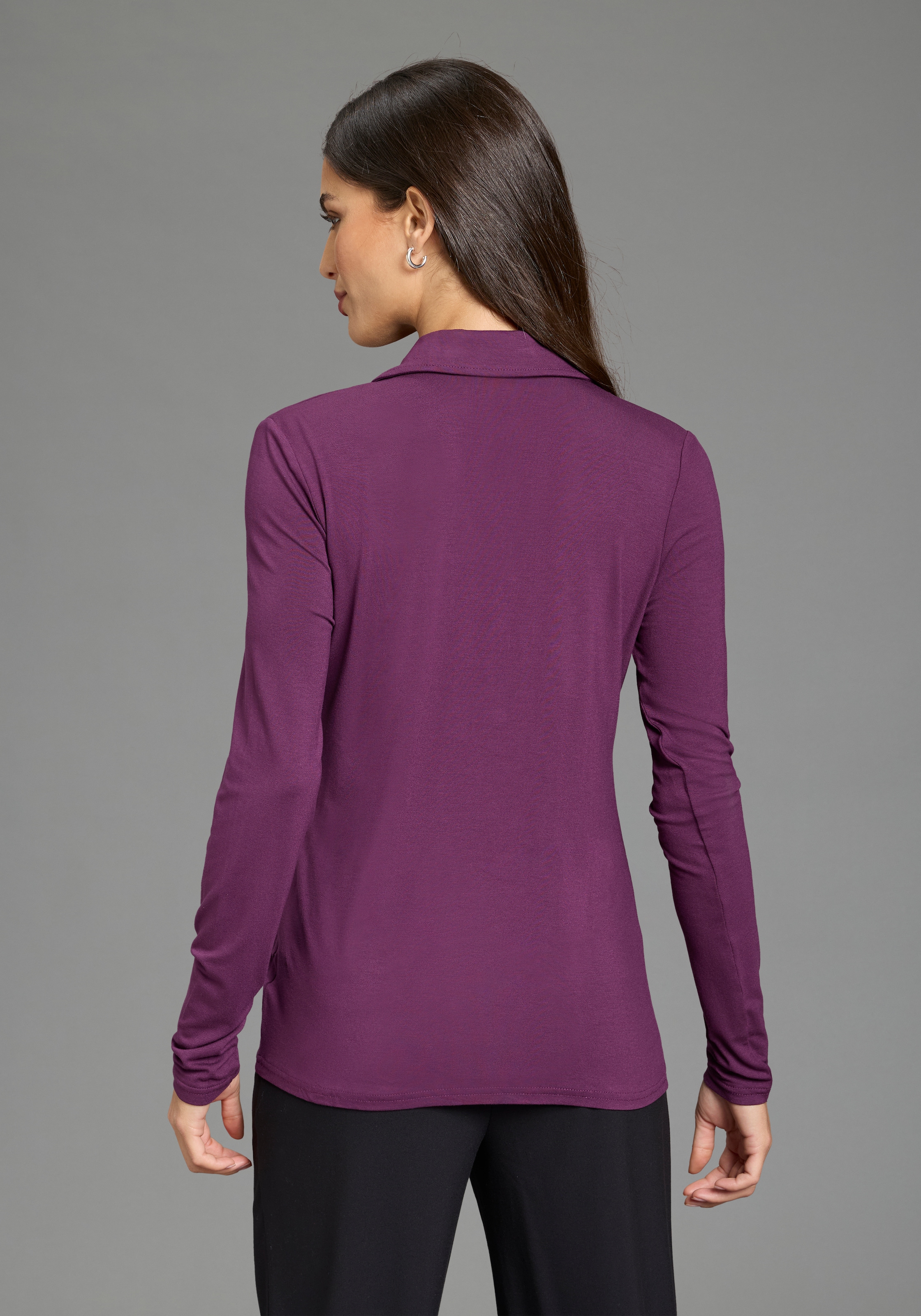Boysen's Langarmshirt langärmlig,  figurbetonter Schnitt,  Blusenkragen