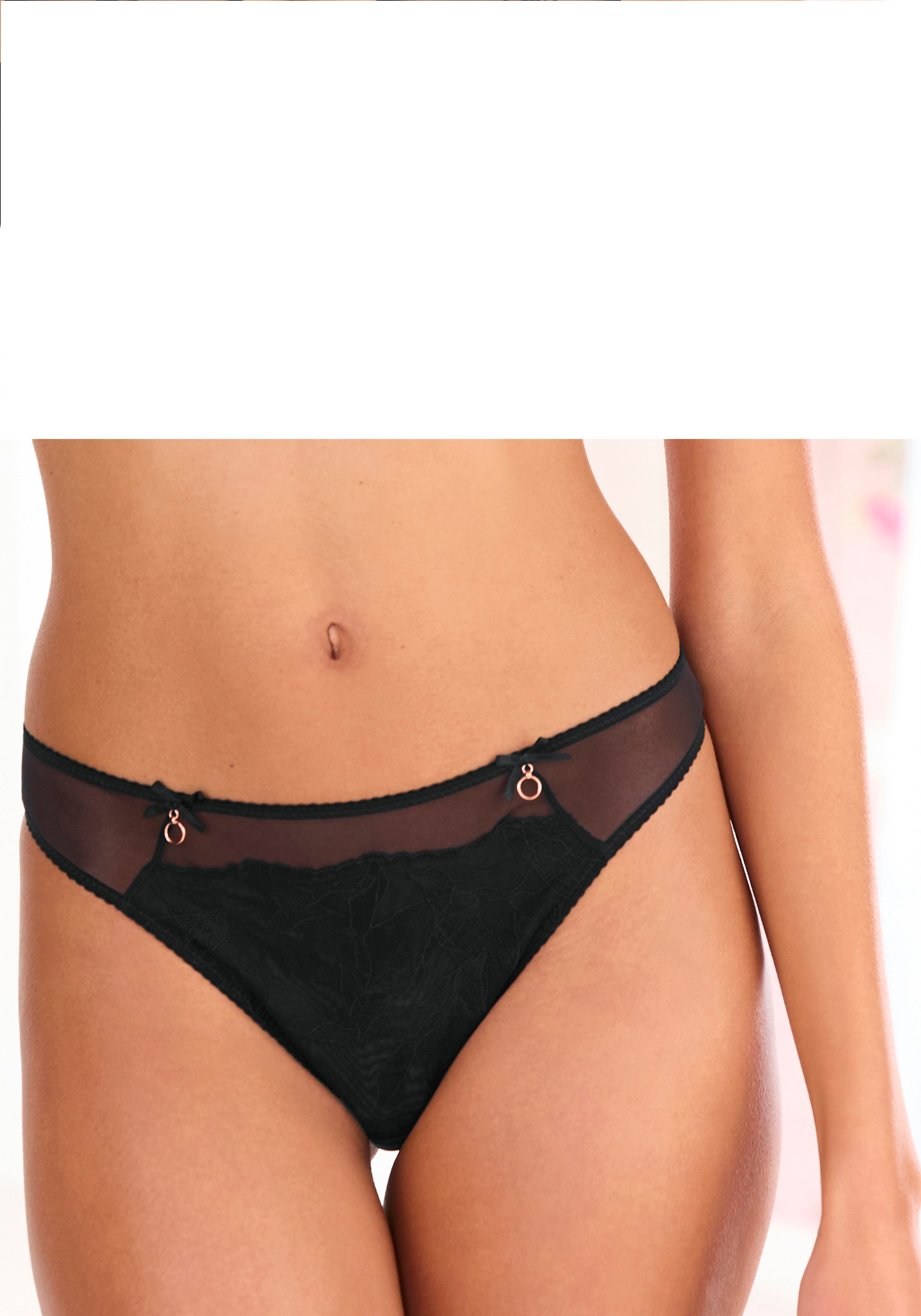 LASCANA String "Gabriella" aus Mesh mit hauchzarter Stickerei, transparente Unterwäsche