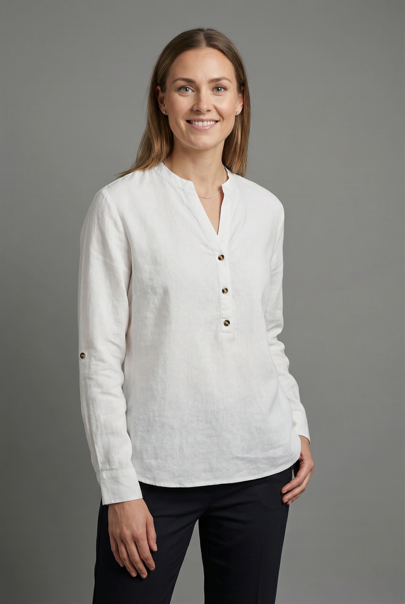 FREEQUENT Langarmbluse "FQLAVA-SHIRT" Leinenmix, mit V-Ausschnitt geschlitz günstig online kaufen