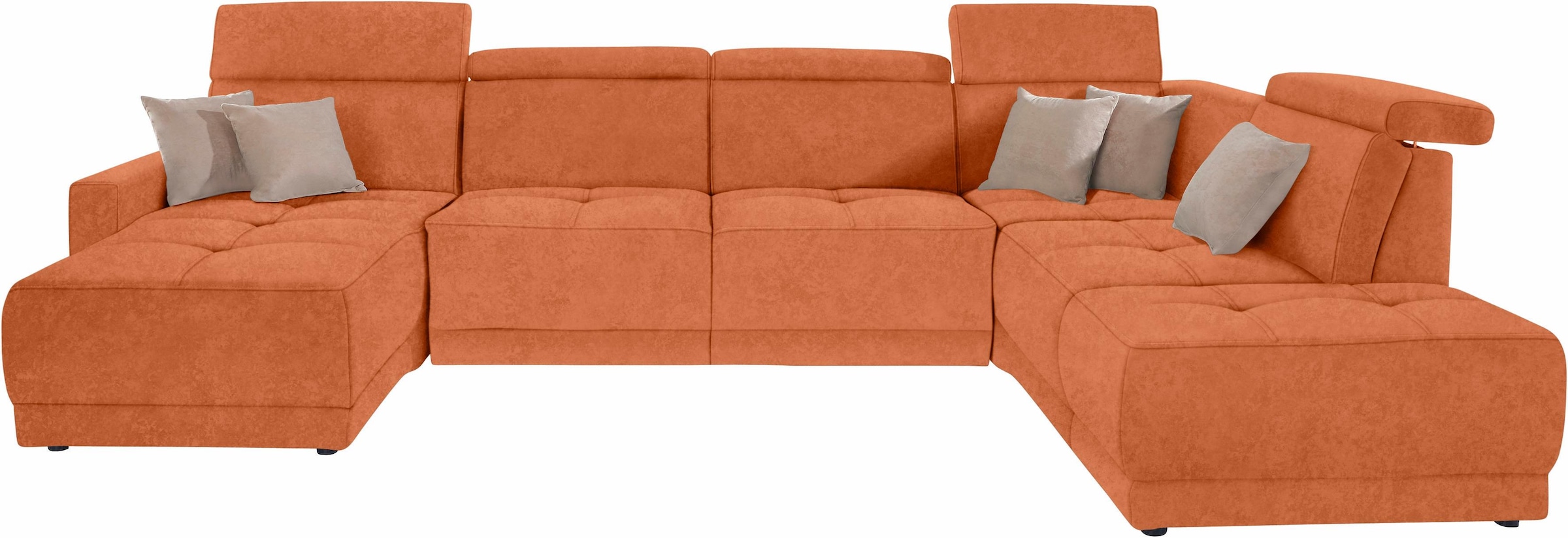 DOMO collection Wohnlandschaft »Ava moderne Sitzheftung mit toller Doppelnaht, komfortabel, U-Form«, mit Federkern, wahlweise mit Kopfteilverstellungen