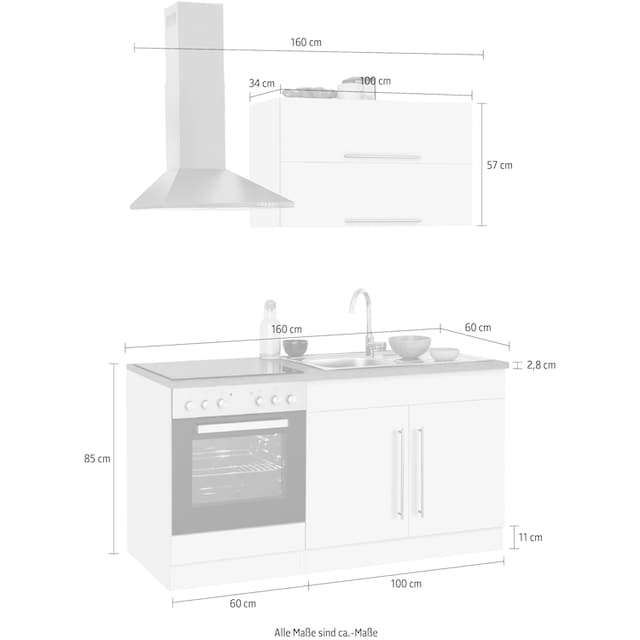 HELD MÖBEL Küchenzeile »Samos«, ohne E-Geräte, Breite 160 cm kaufen | BAUR