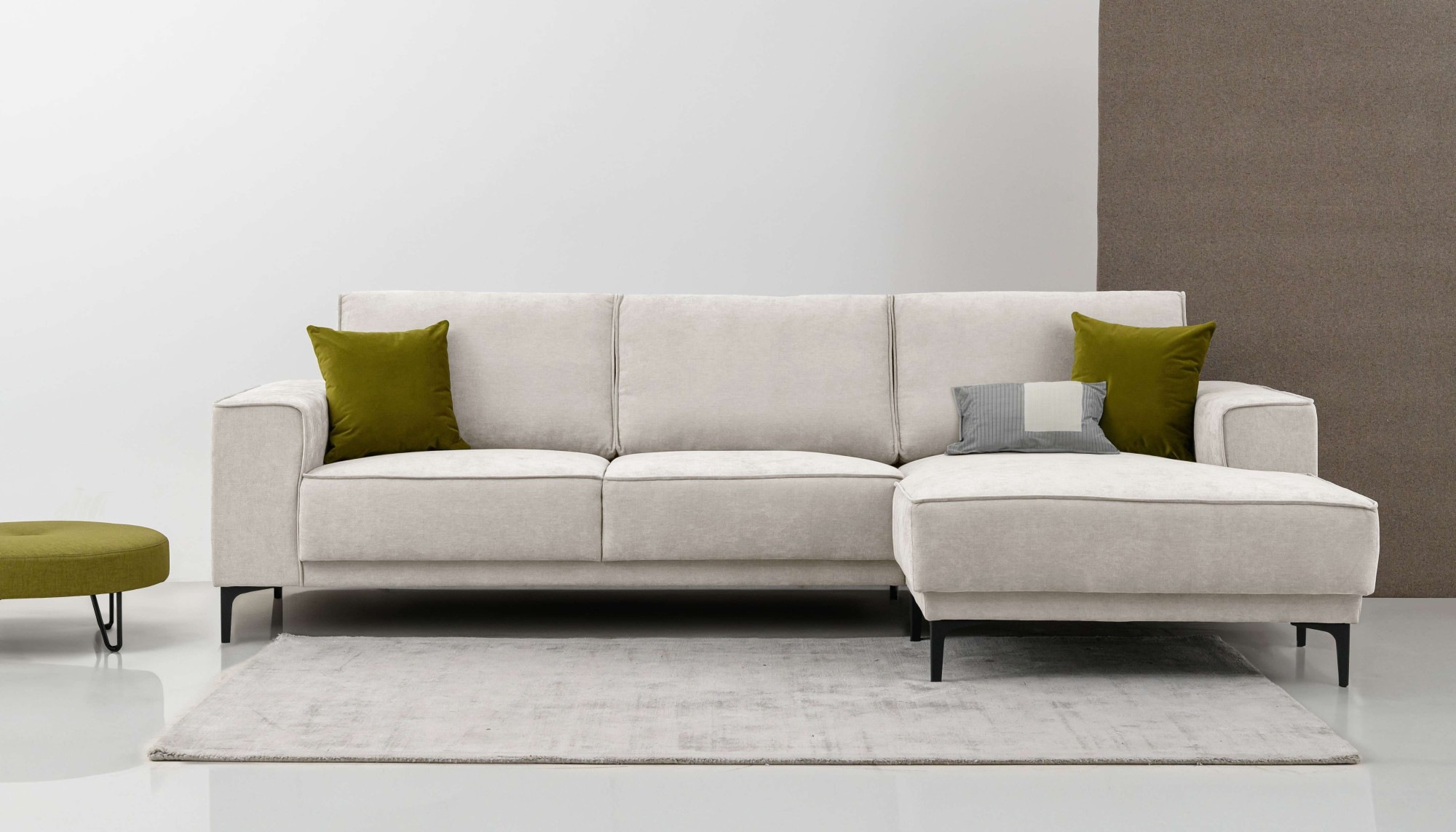 OTTO home Ecksofa "OLAND Struktur fein L-Form, B: 280 cm, Skandi-Design" L-Form, 280 cm, Wellenunterfederung, Skandi-Design, Metallfüße